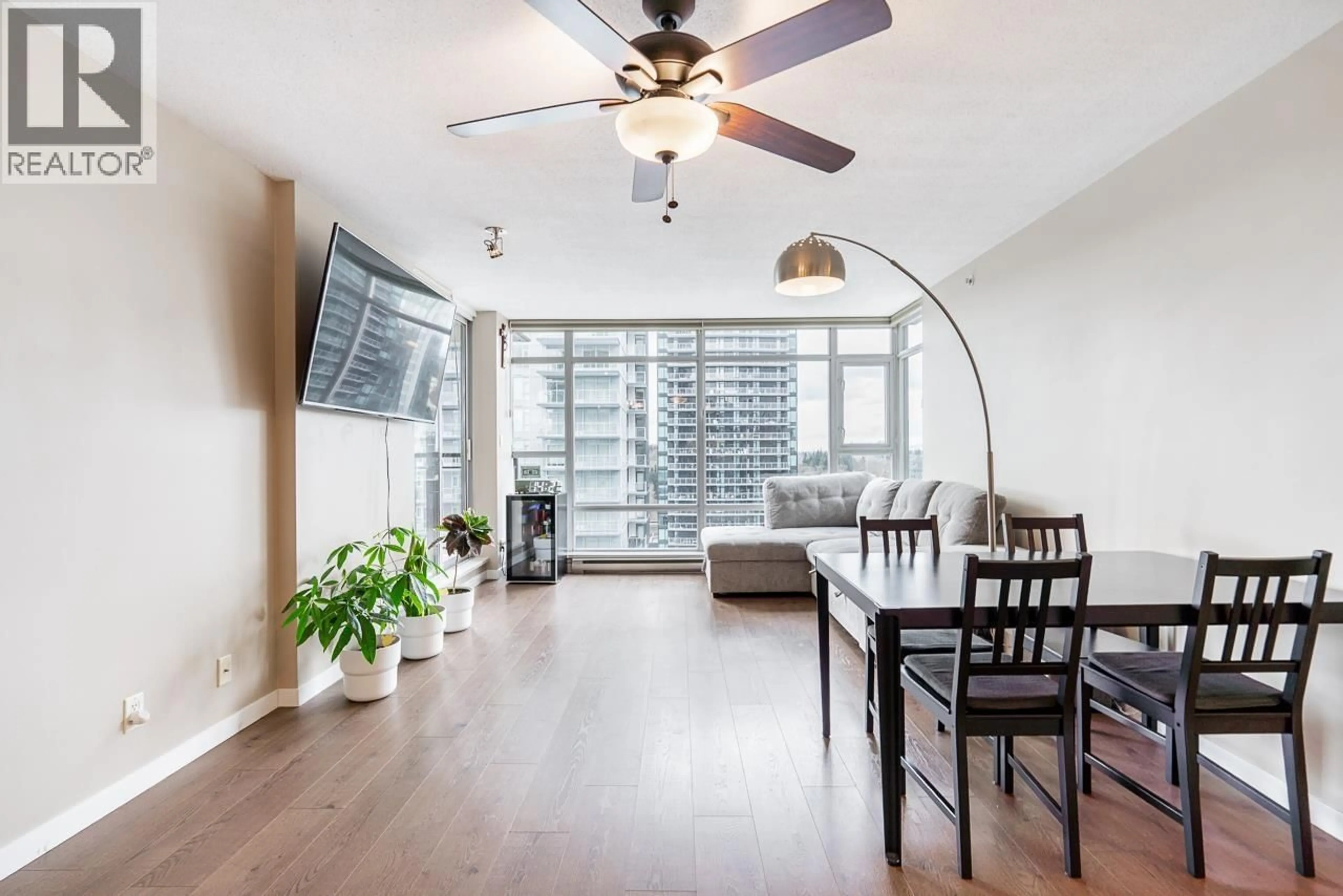 Living room with furniture, wood/laminate floor for 1504 - 555 DELESTRE AVENUE, Coquitlam British Columbia V3K0A9