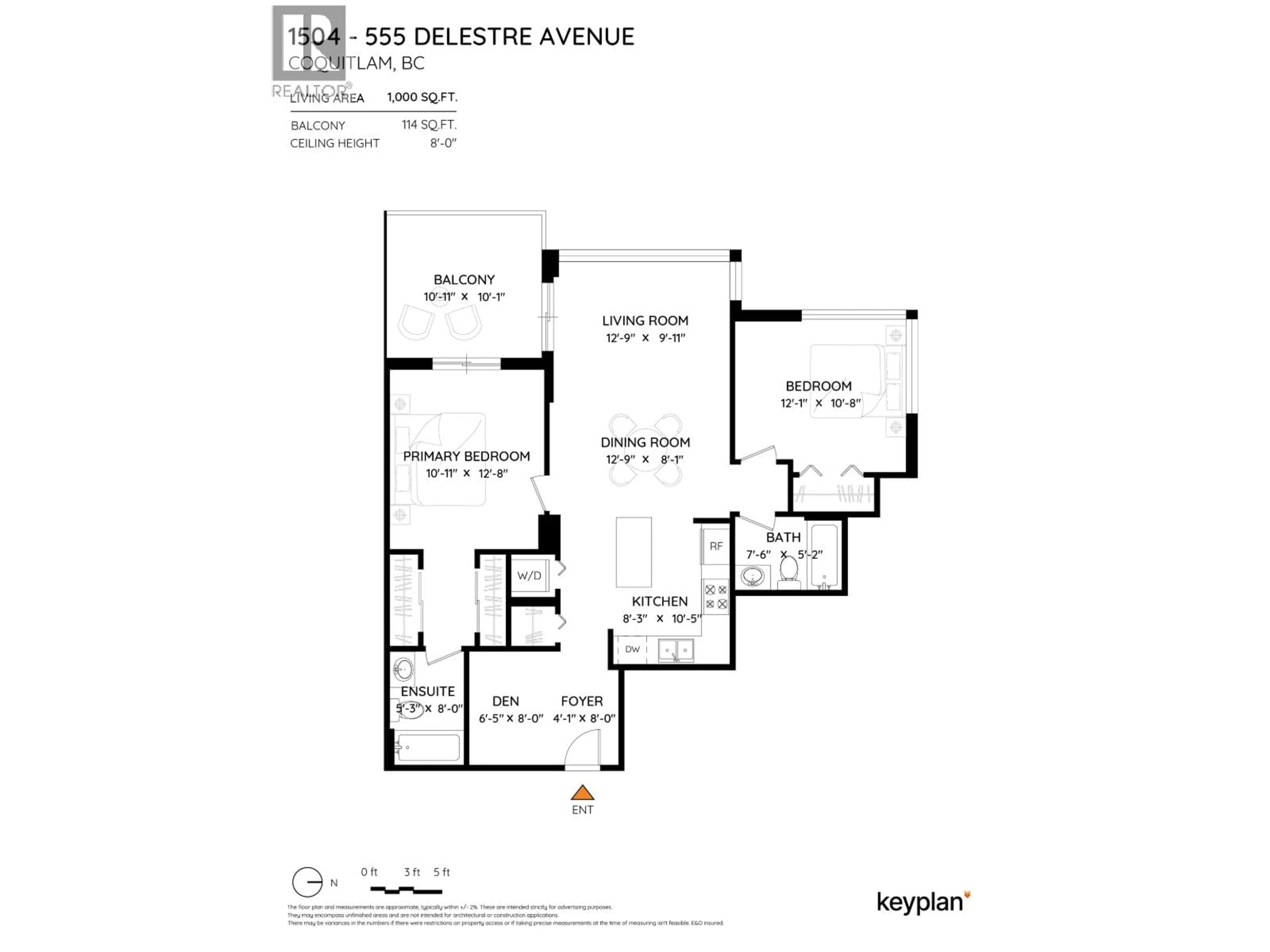 Floor plan for 1504 - 555 DELESTRE AVENUE, Coquitlam British Columbia V3K0A9