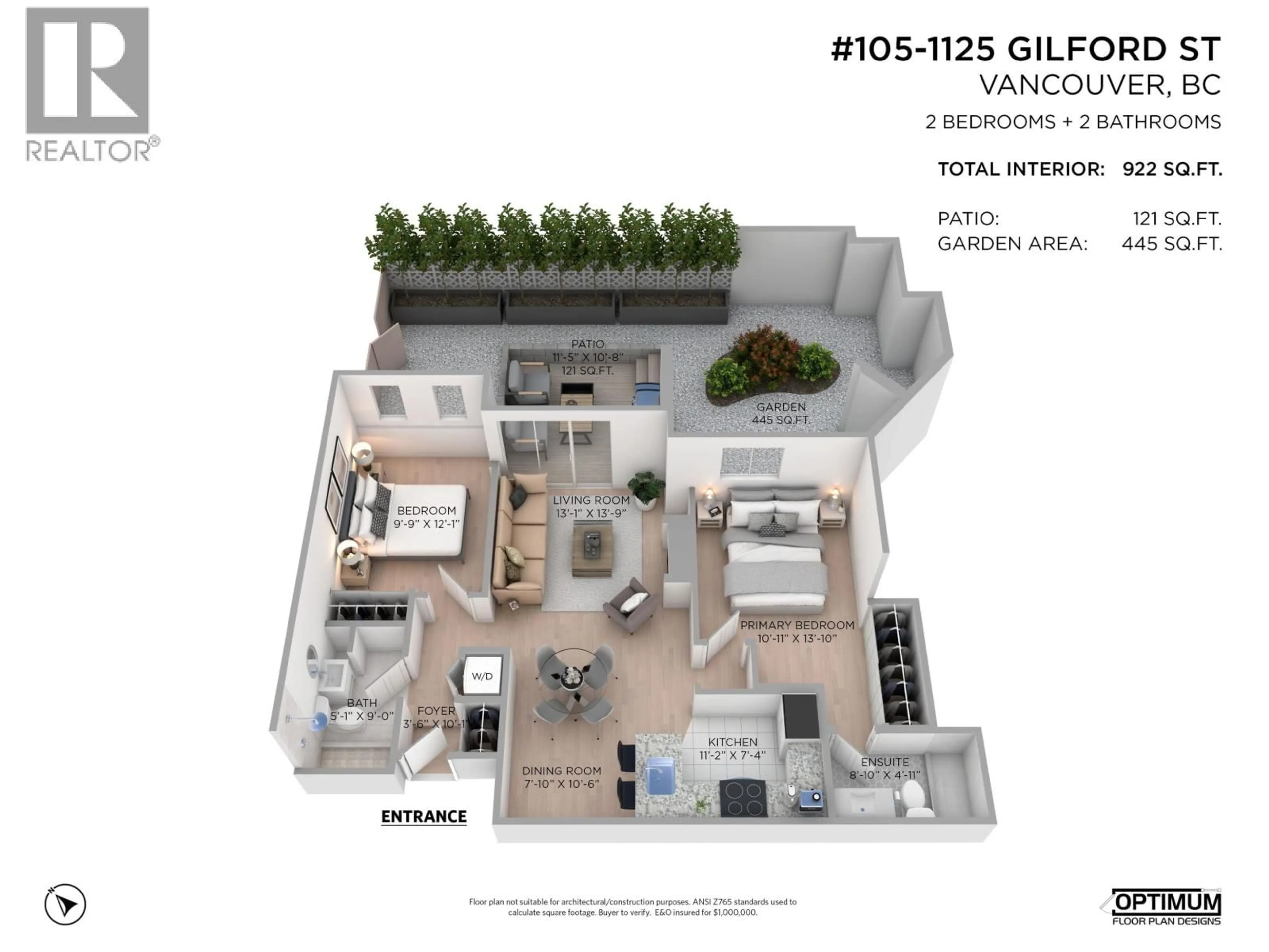 Floor plan for 105 - 1125 GILFORD STREET, Vancouver British Columbia V6G2P7