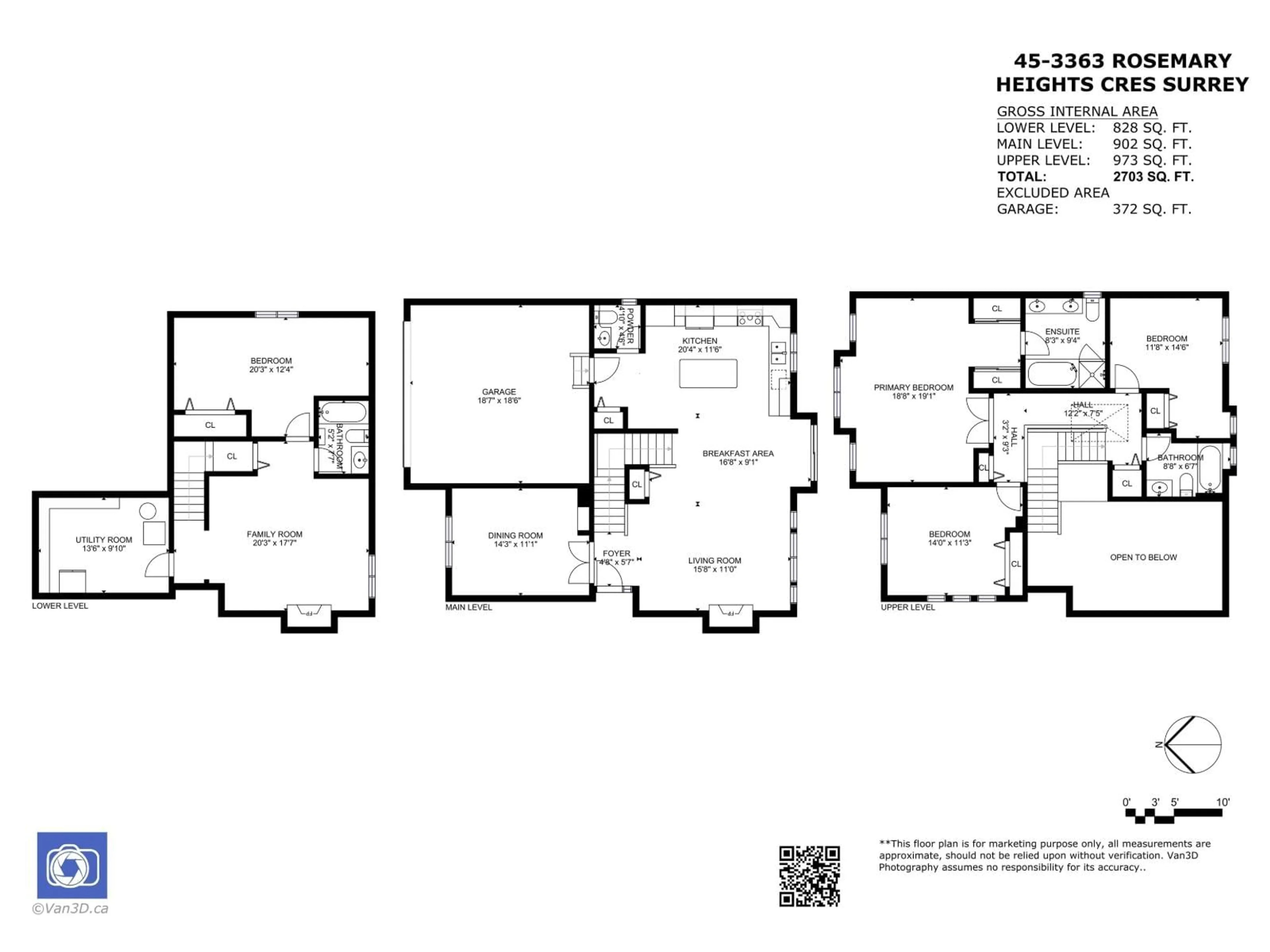 Floor plan for 45 - 3363 ROSEMARY HEIGHTS CRESCENT, Surrey British Columbia V3Z0X8