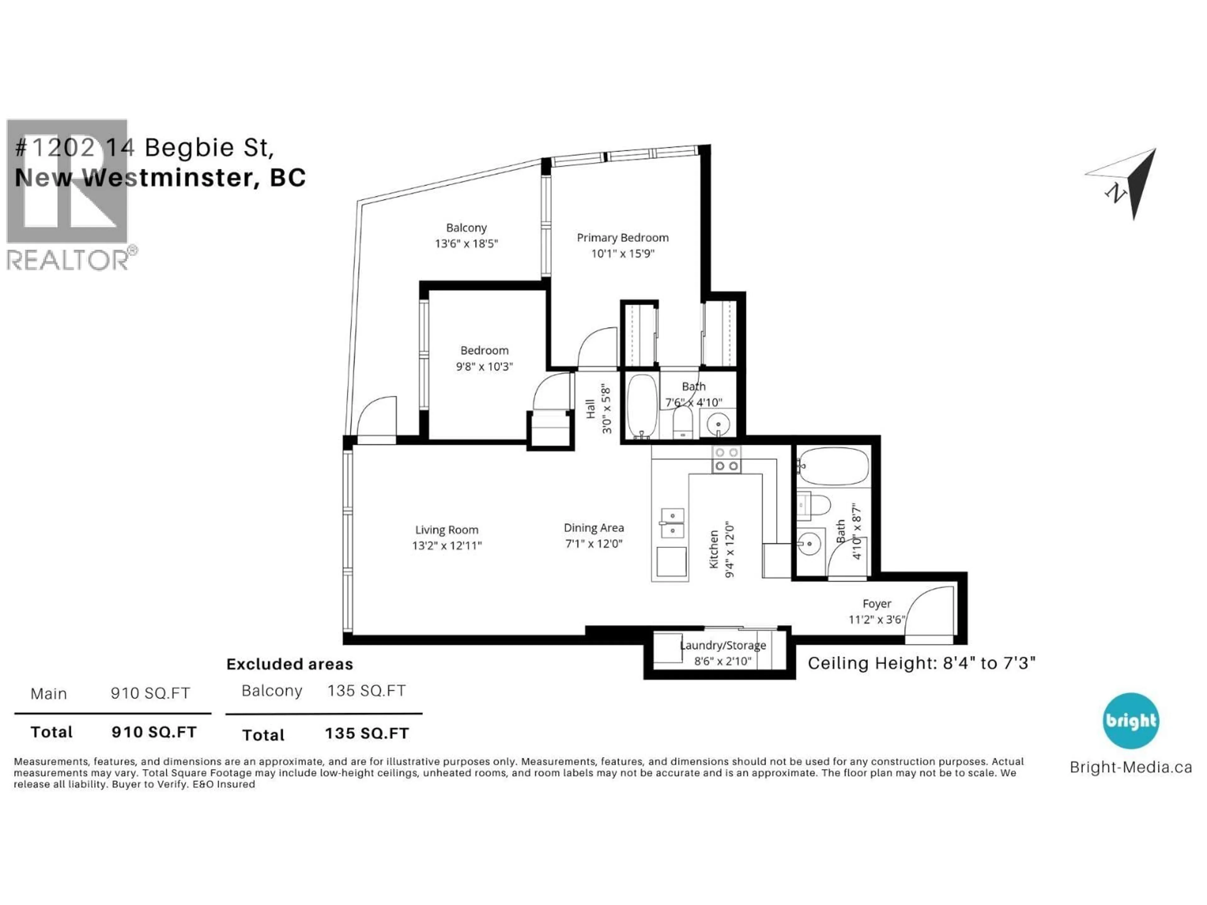 Floor plan for 1202 - 14 BEGBIE STREET, New Westminster British Columbia V3M0C4