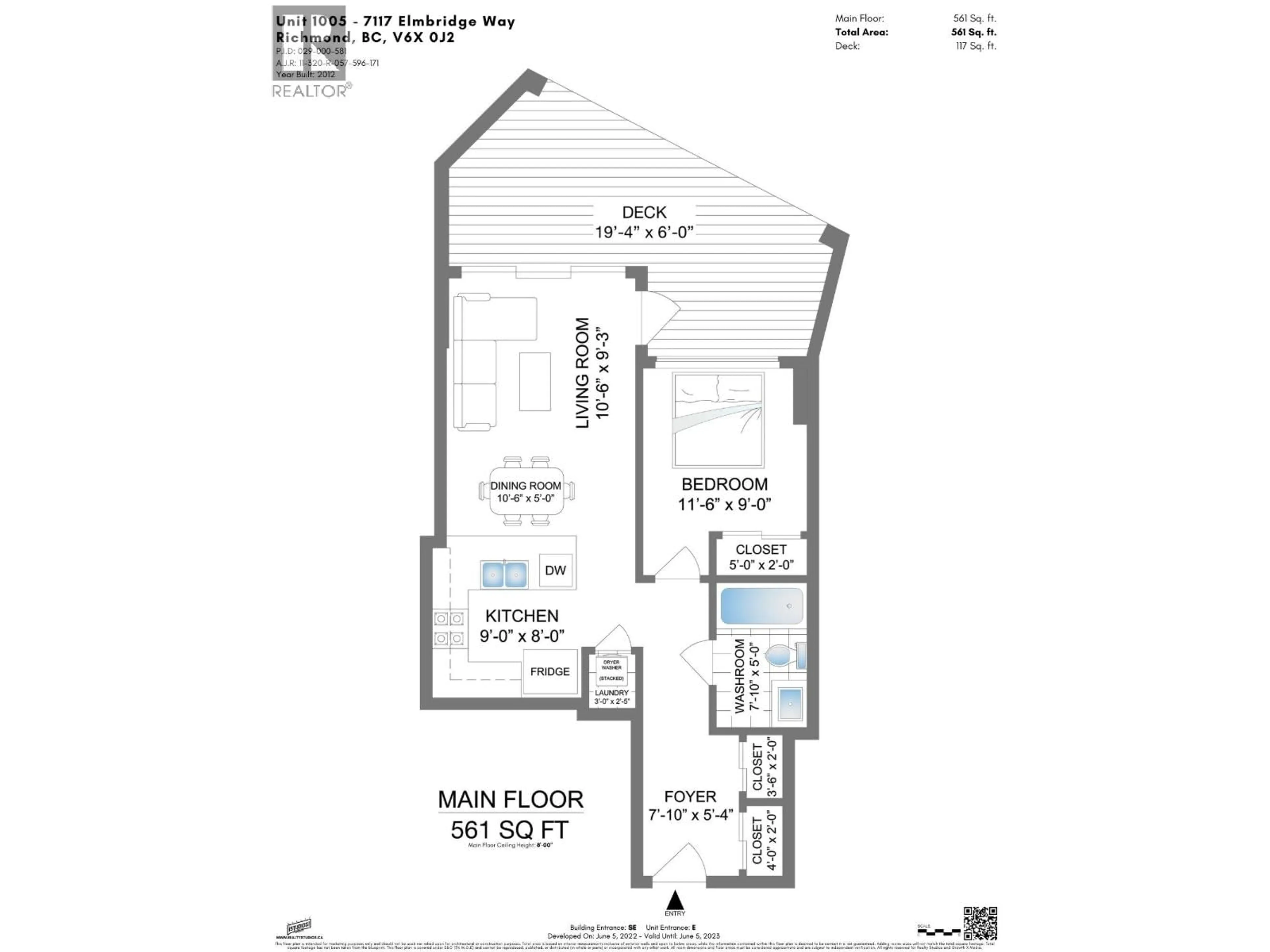 Floor plan for 1005 - 7117 ELMBRIDGE WAY, Richmond British Columbia V6X0J2