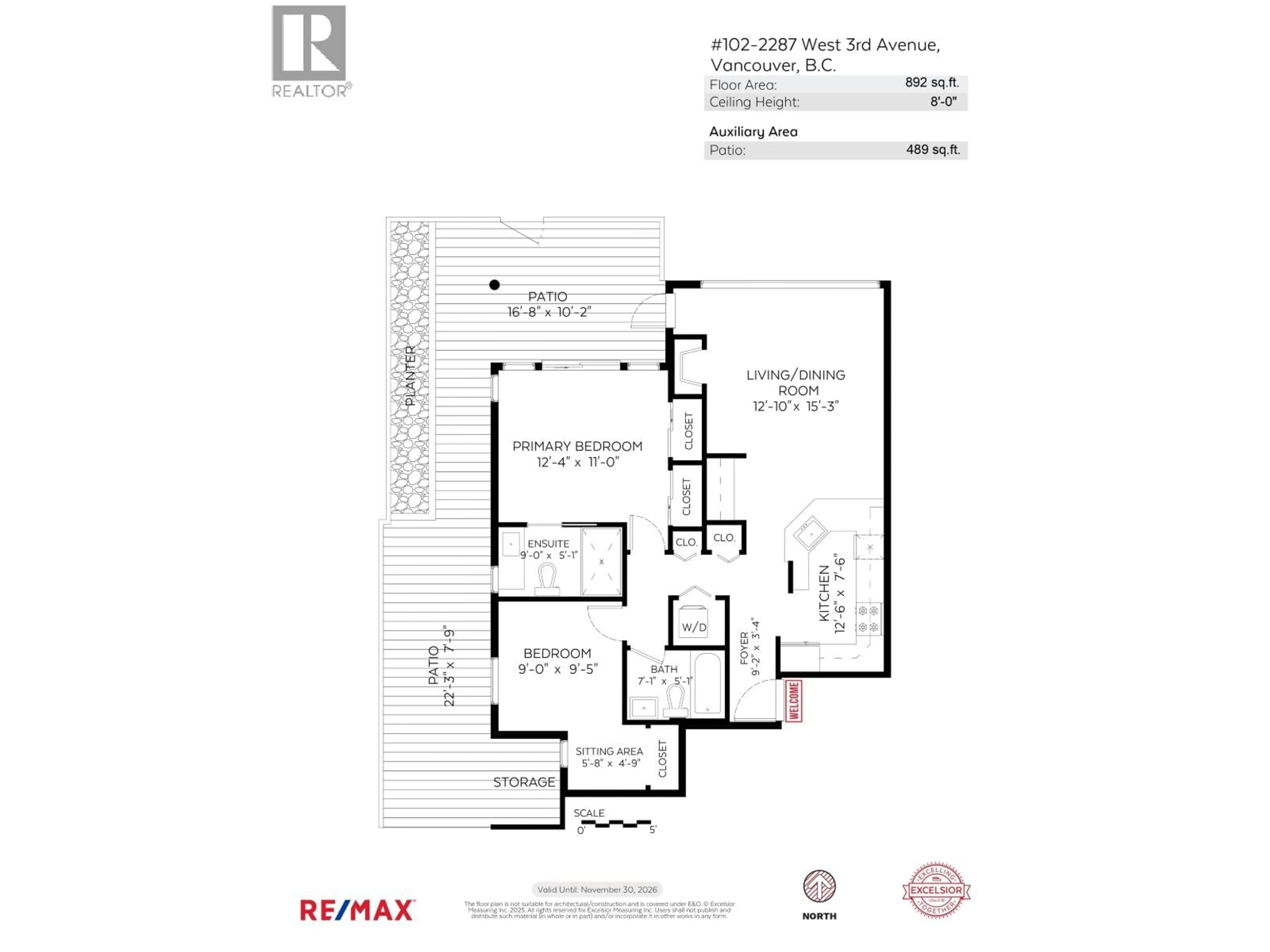 Floor plan for 102 - 2287 3RD AVENUE, Vancouver British Columbia V6K1L5