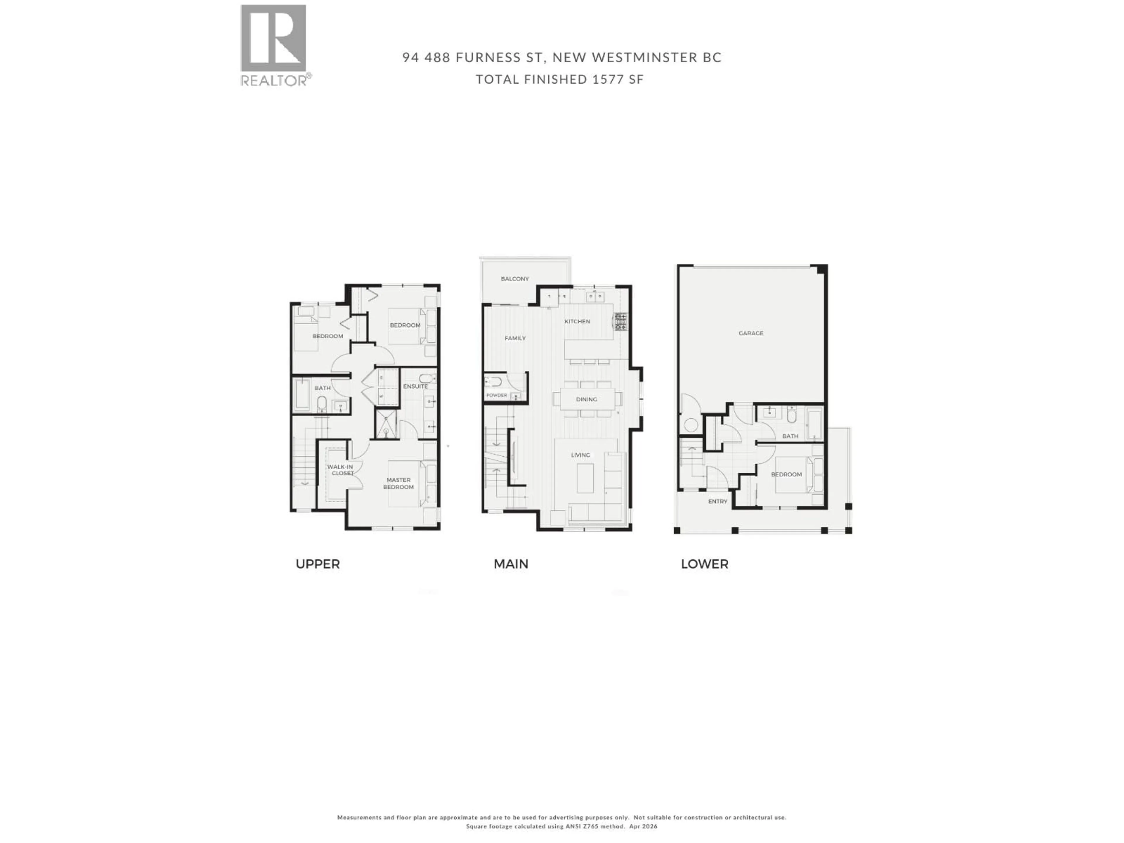 Floor plan for 94 - 488 FURNESS STREET, New Westminster British Columbia V3M0M1