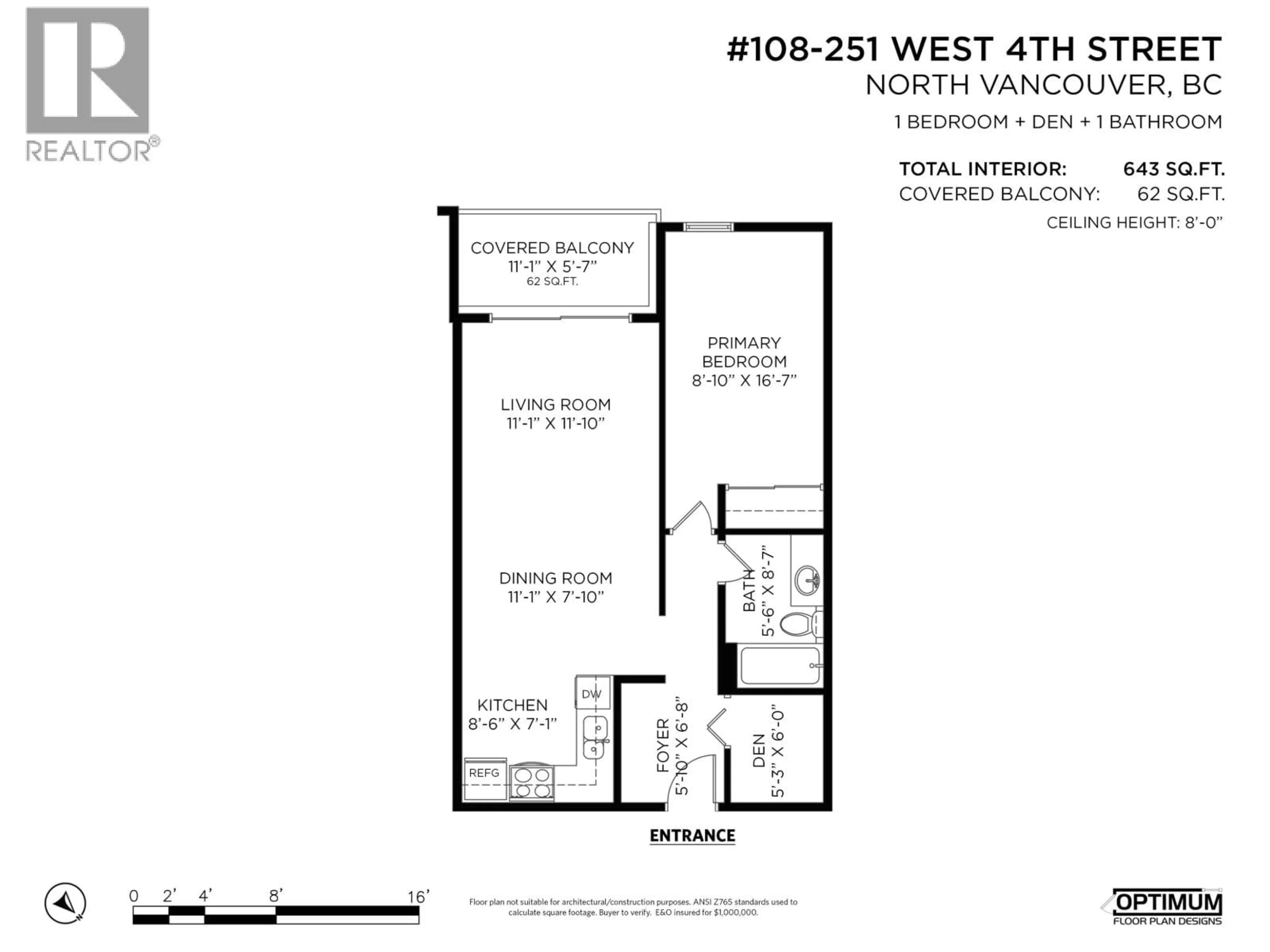 Floor plan for 108 - 251 4TH STREET, North Vancouver British Columbia V7M1H8