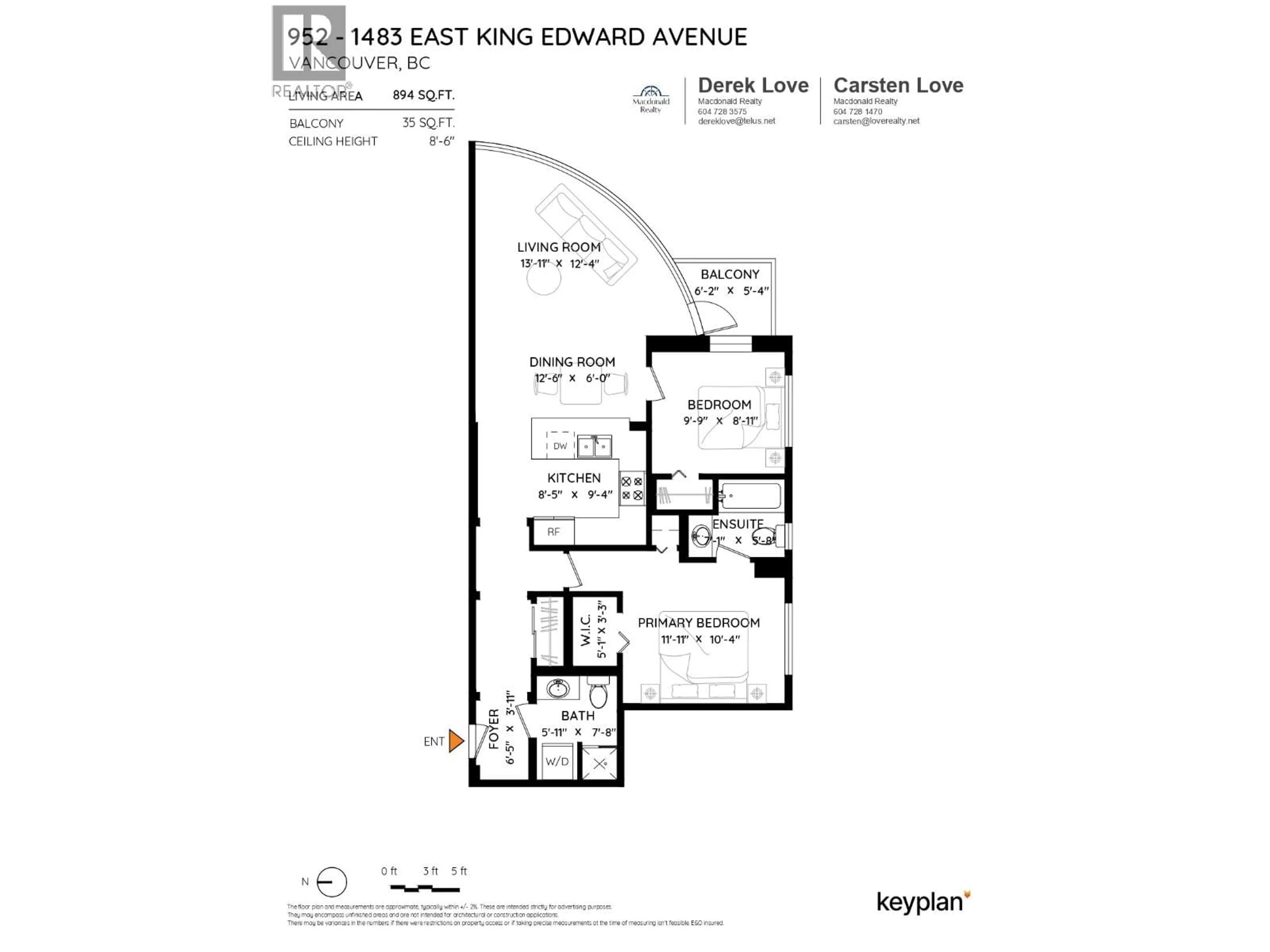 Floor plan for 952 - 1483 KING EDWARD AVENUE, Vancouver British Columbia V5N5Z3