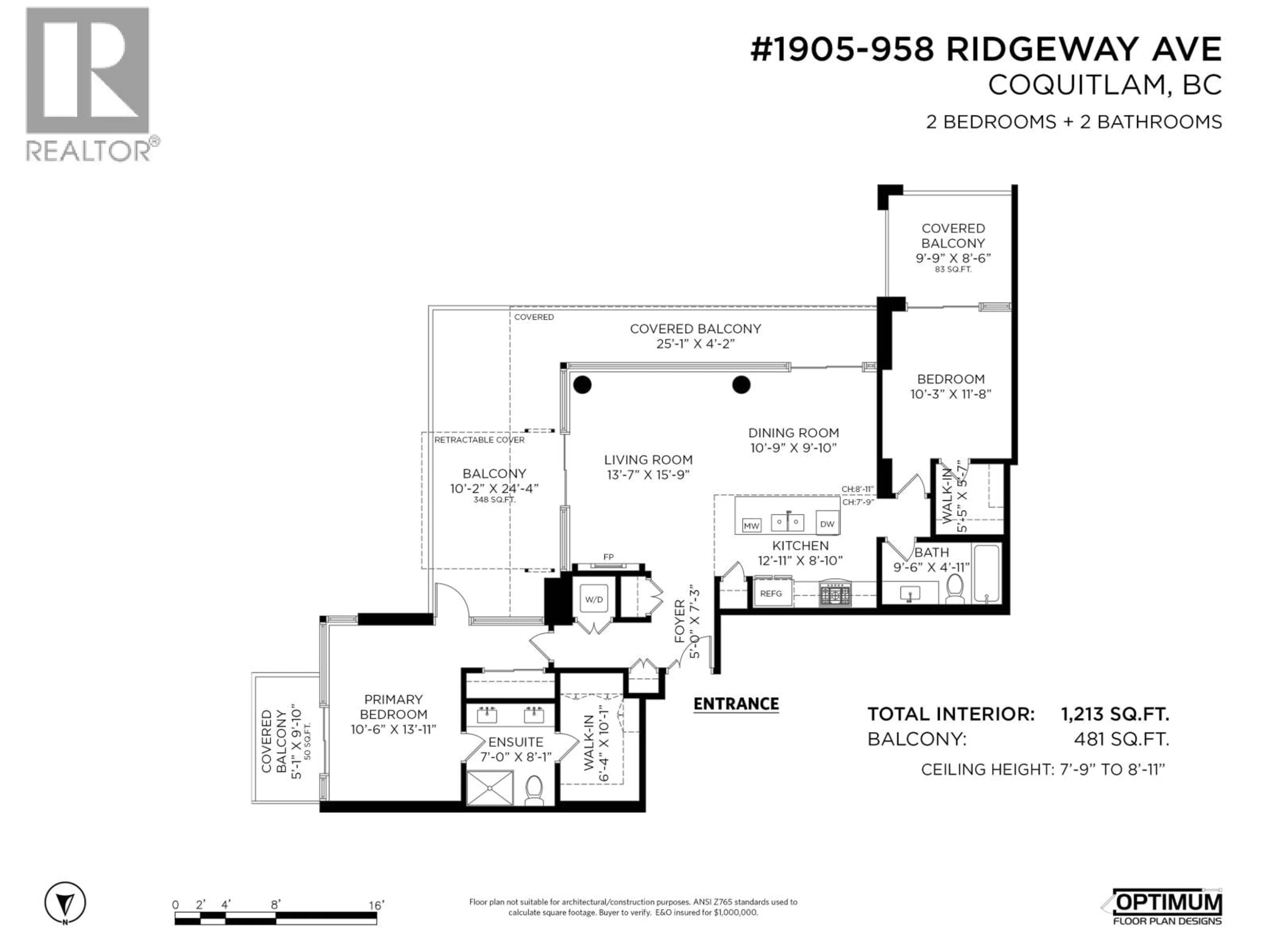 Floor plan for 1905 - 958 RIDGEWAY AVENUE, Coquitlam British Columbia V3K0C5