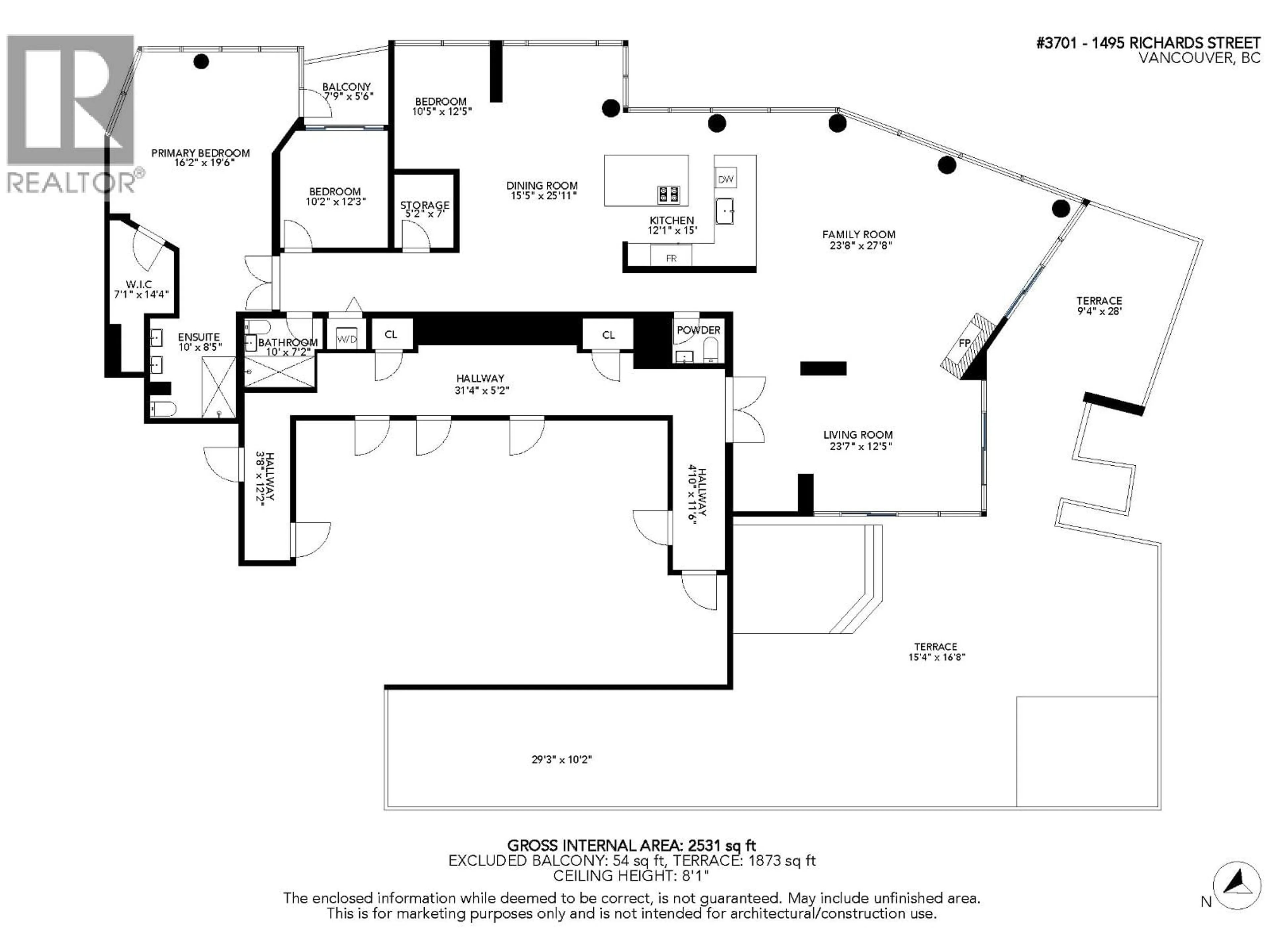 Floor plan for 3701 - 1495 RICHARDS STREET, Vancouver British Columbia V6Z3E3