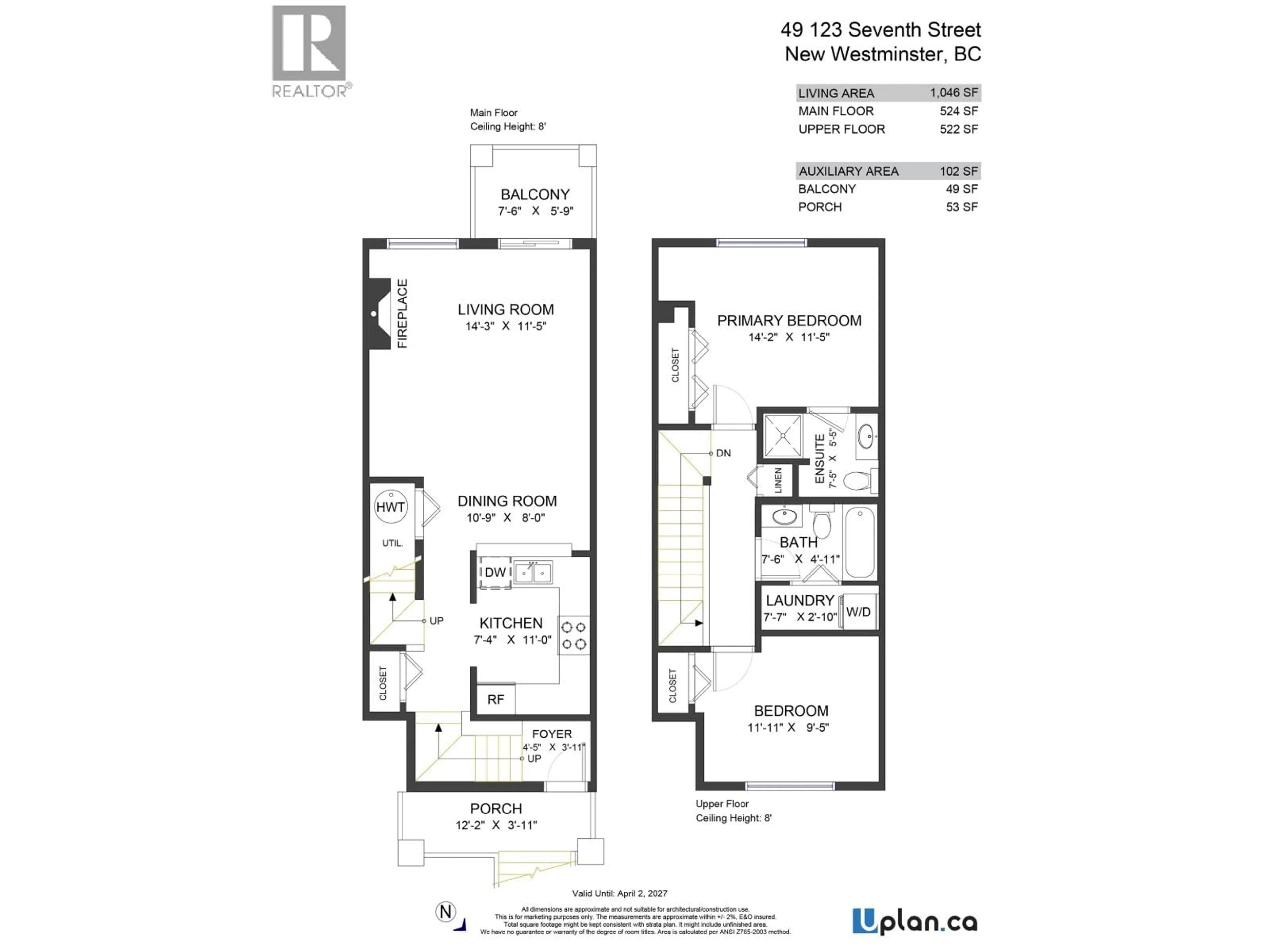 Floor plan for 49 - 123 SEVENTH STREET, New Westminster British Columbia V3M6Y2