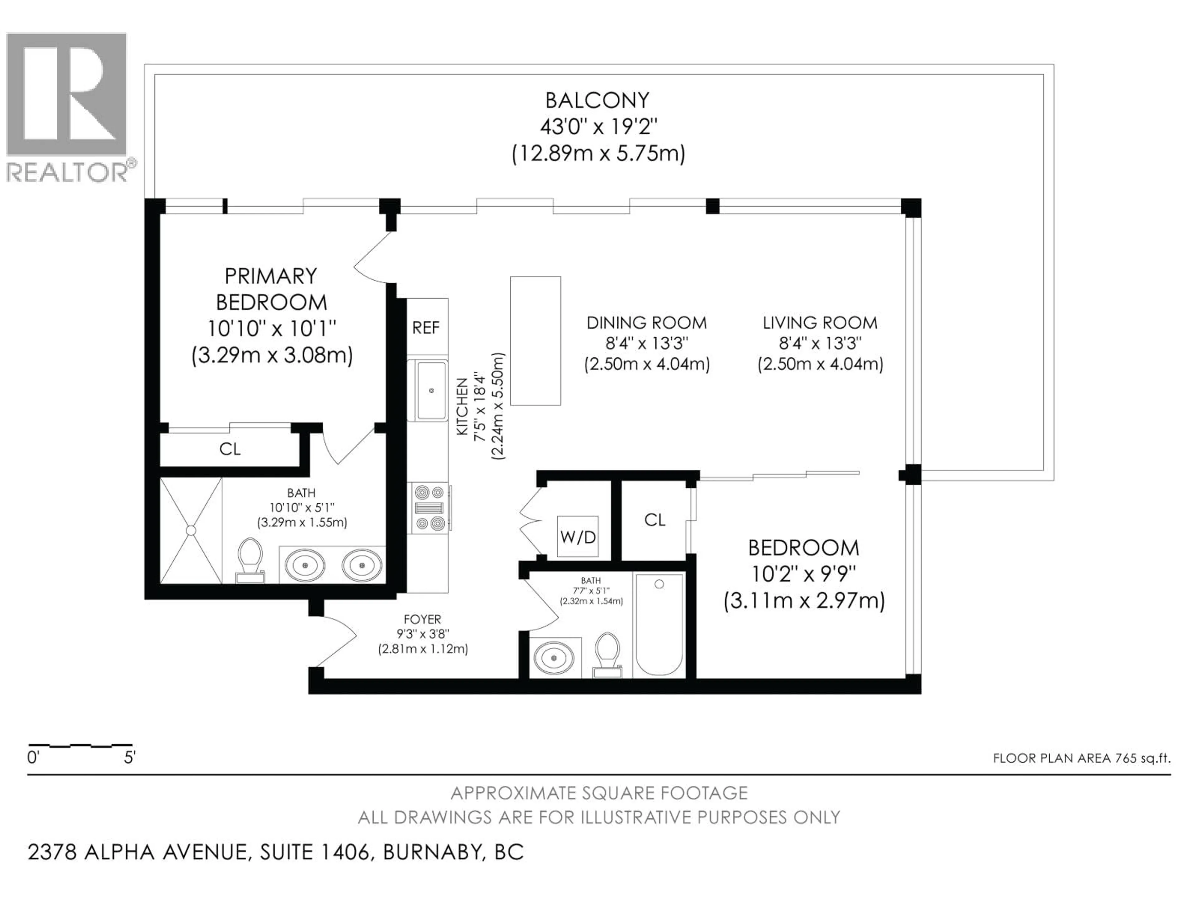 Floor plan for 1406 - 2378 ALPHA AVENUE, Burnaby British Columbia V5C0K2