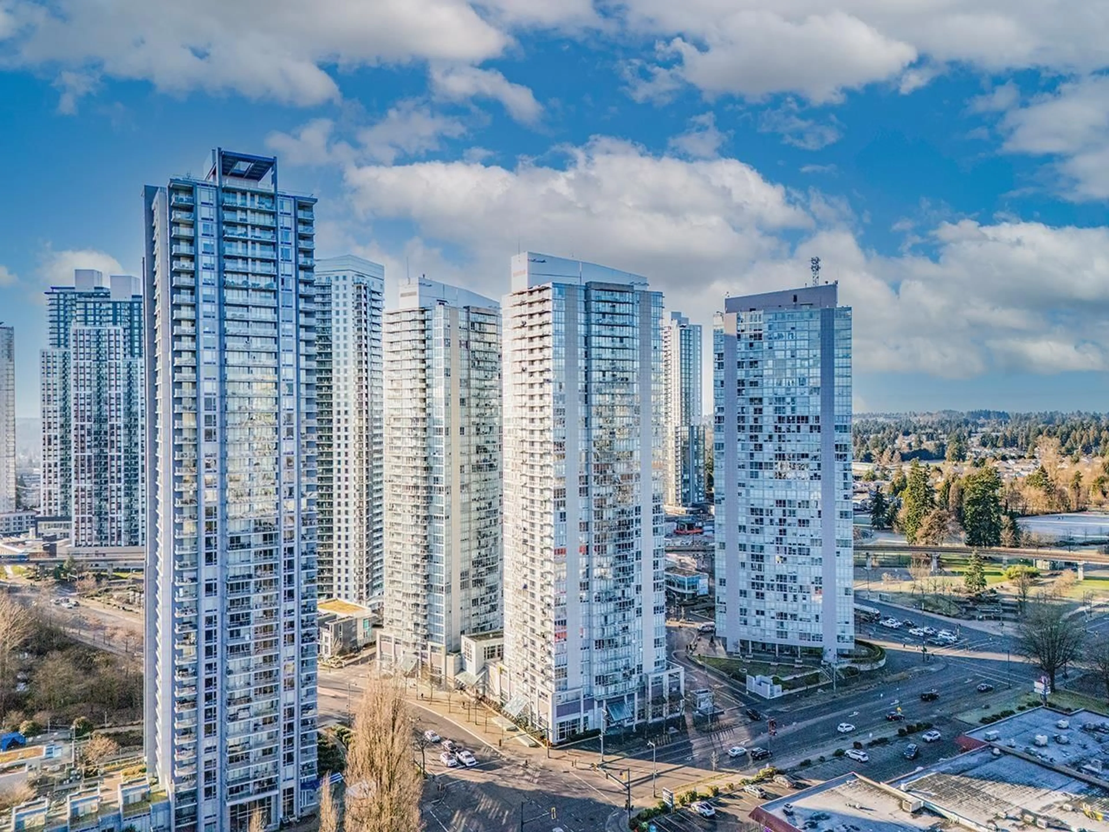 A pic from outside/outdoor area/front of a property/back of a property/a pic from drone, city buildings view from balcony for 2509 - 13688 100 AVENUE, Surrey British Columbia V3T0G5