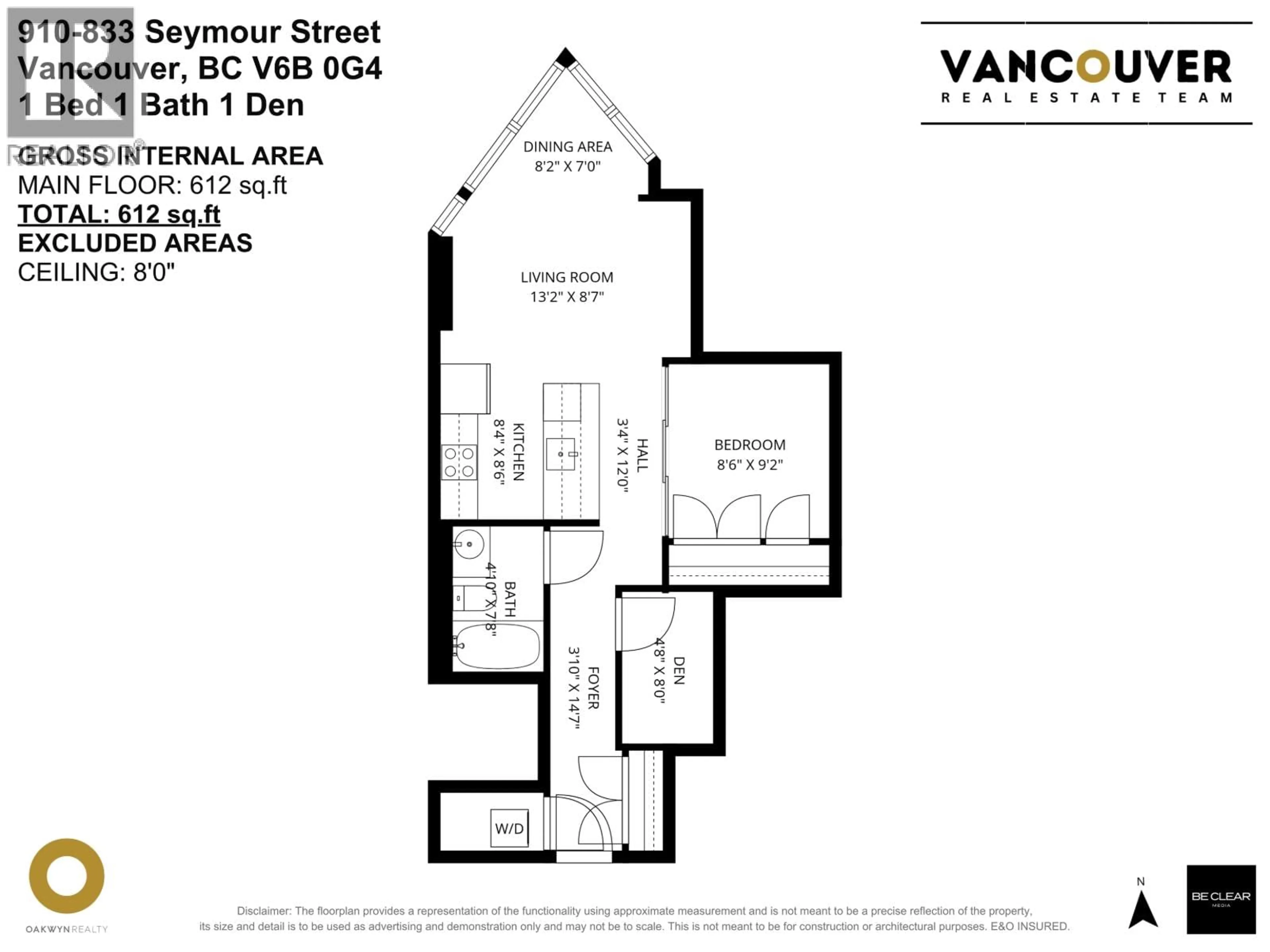 Floor plan for 910 - 833 SEYMOUR STREET, Vancouver British Columbia V6B0G4