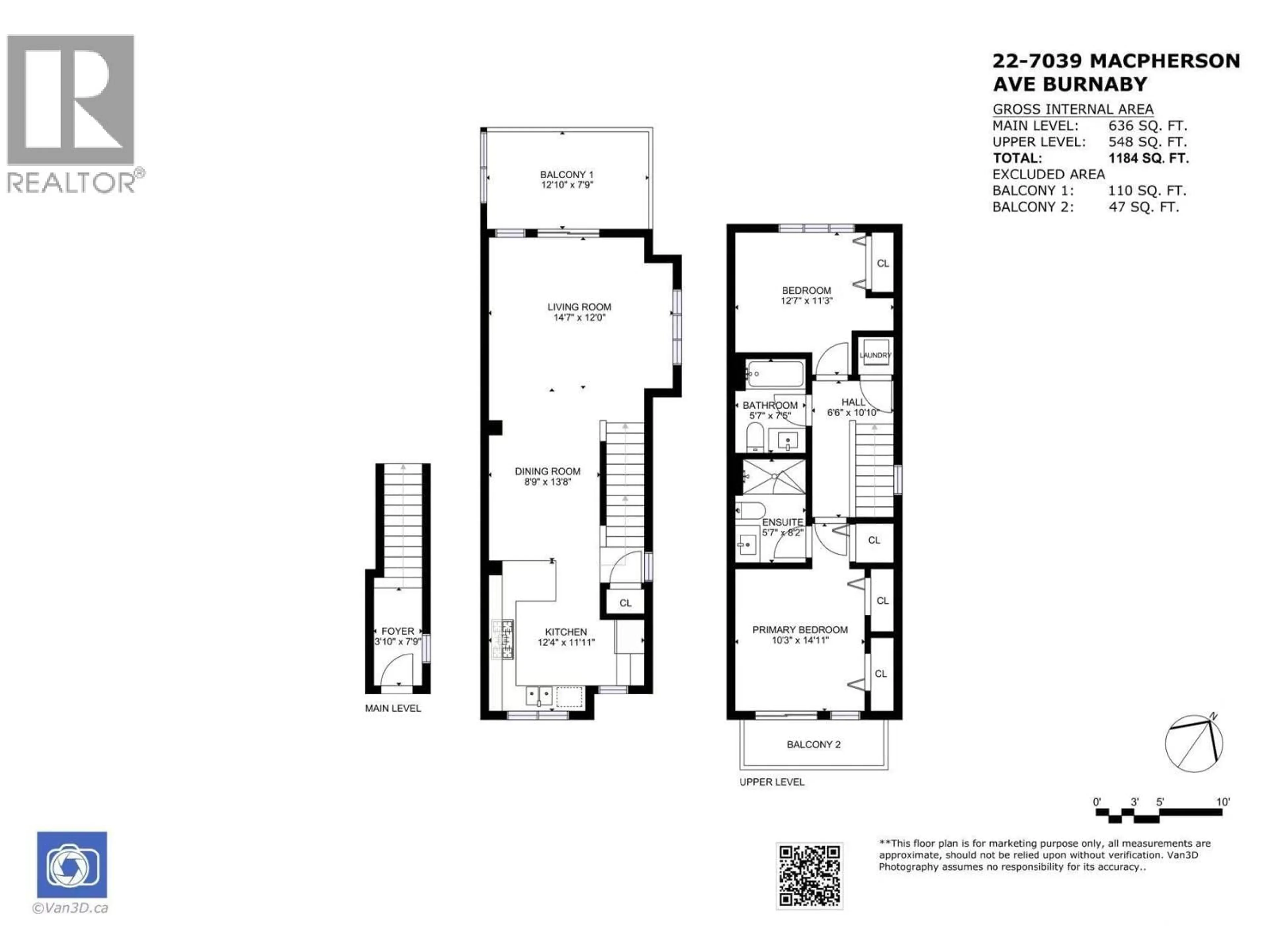 Floor plan for 22 - 7039 MACPHERSON AVENUE, Burnaby British Columbia V5J4N4
