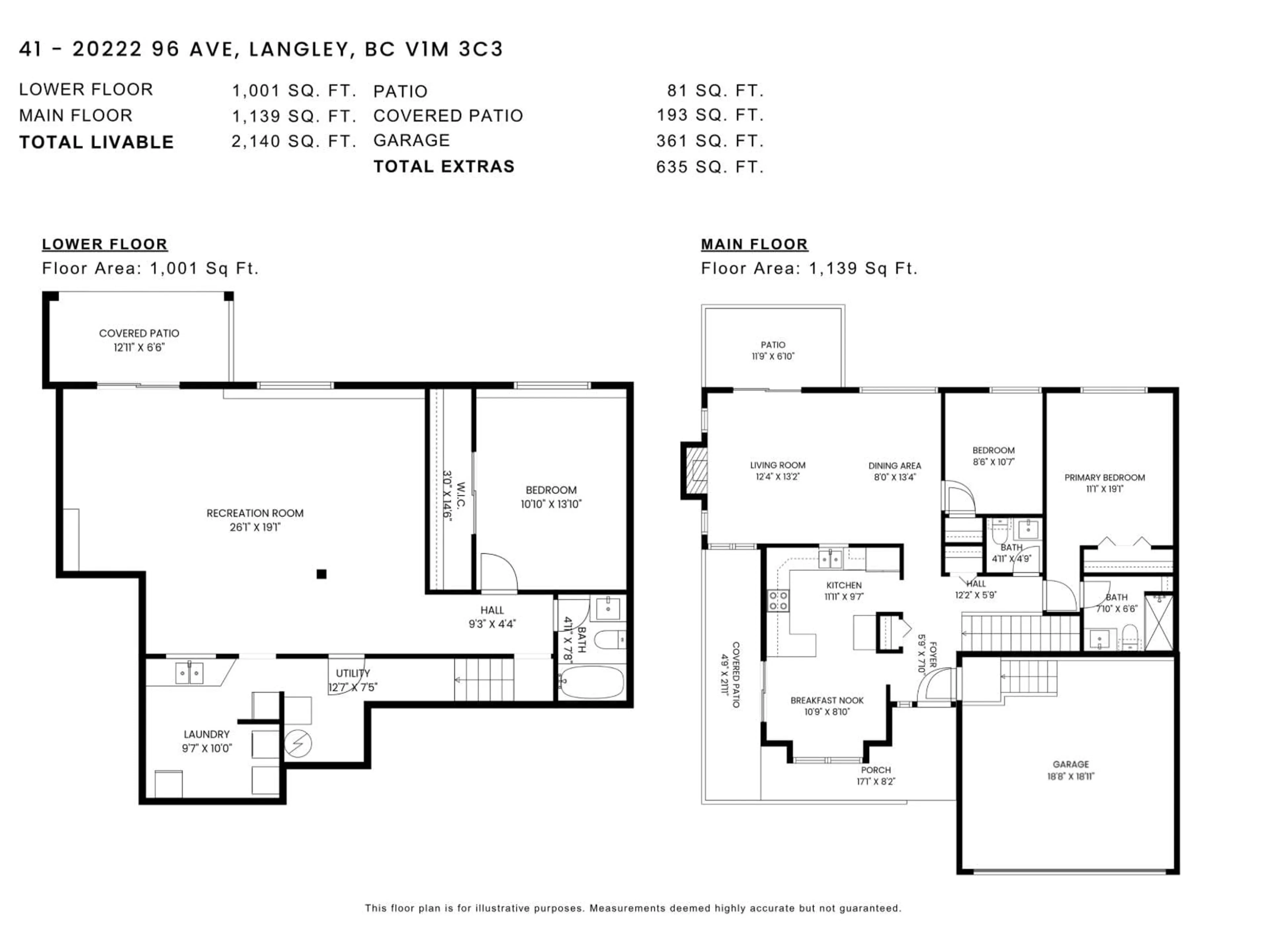Floor plan for 41 - 20222 96 AVENUE, Langley British Columbia V1M3C3