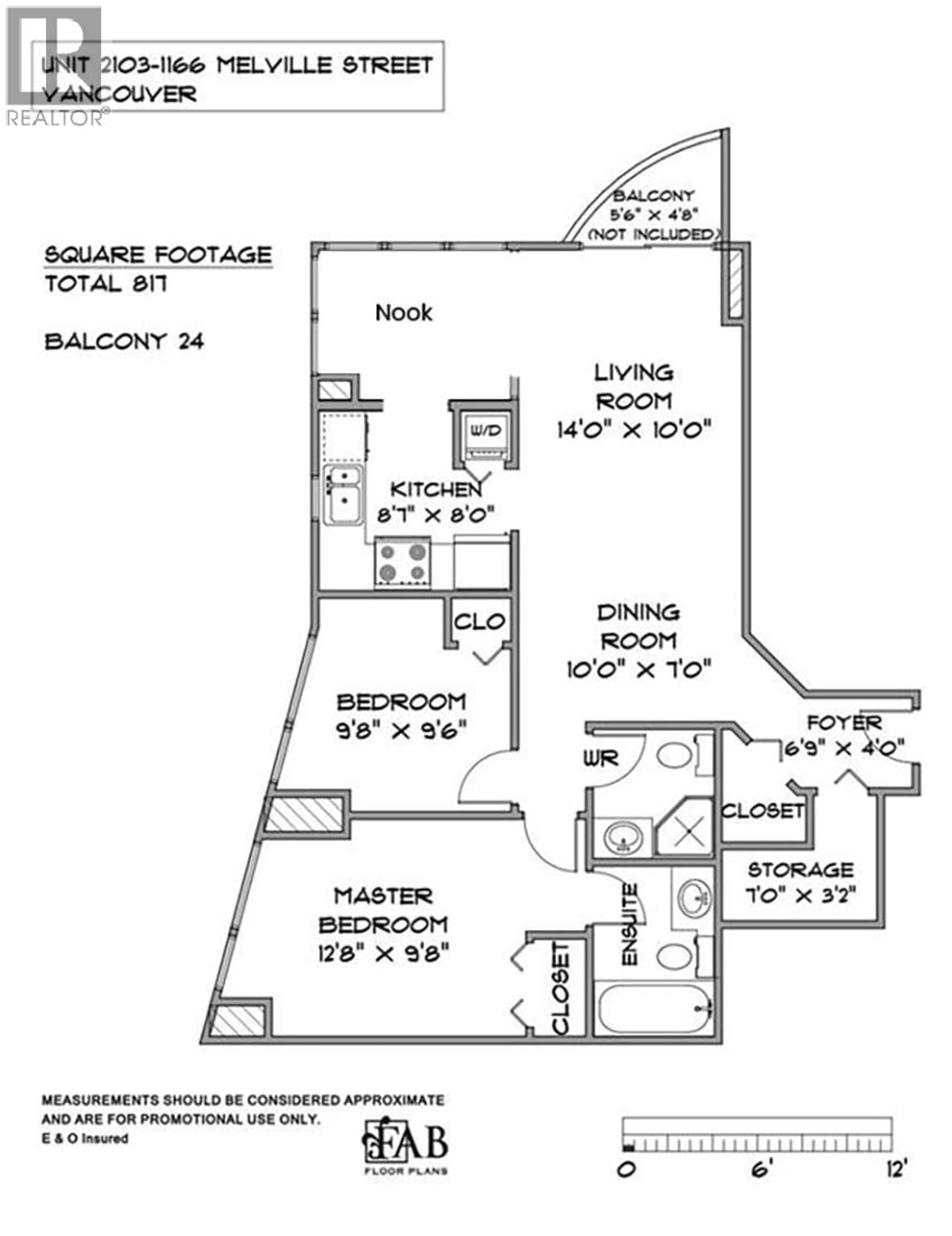 Floor plan for 2103 - 1166 MELVILLE STREET, Vancouver British Columbia V6E4P5