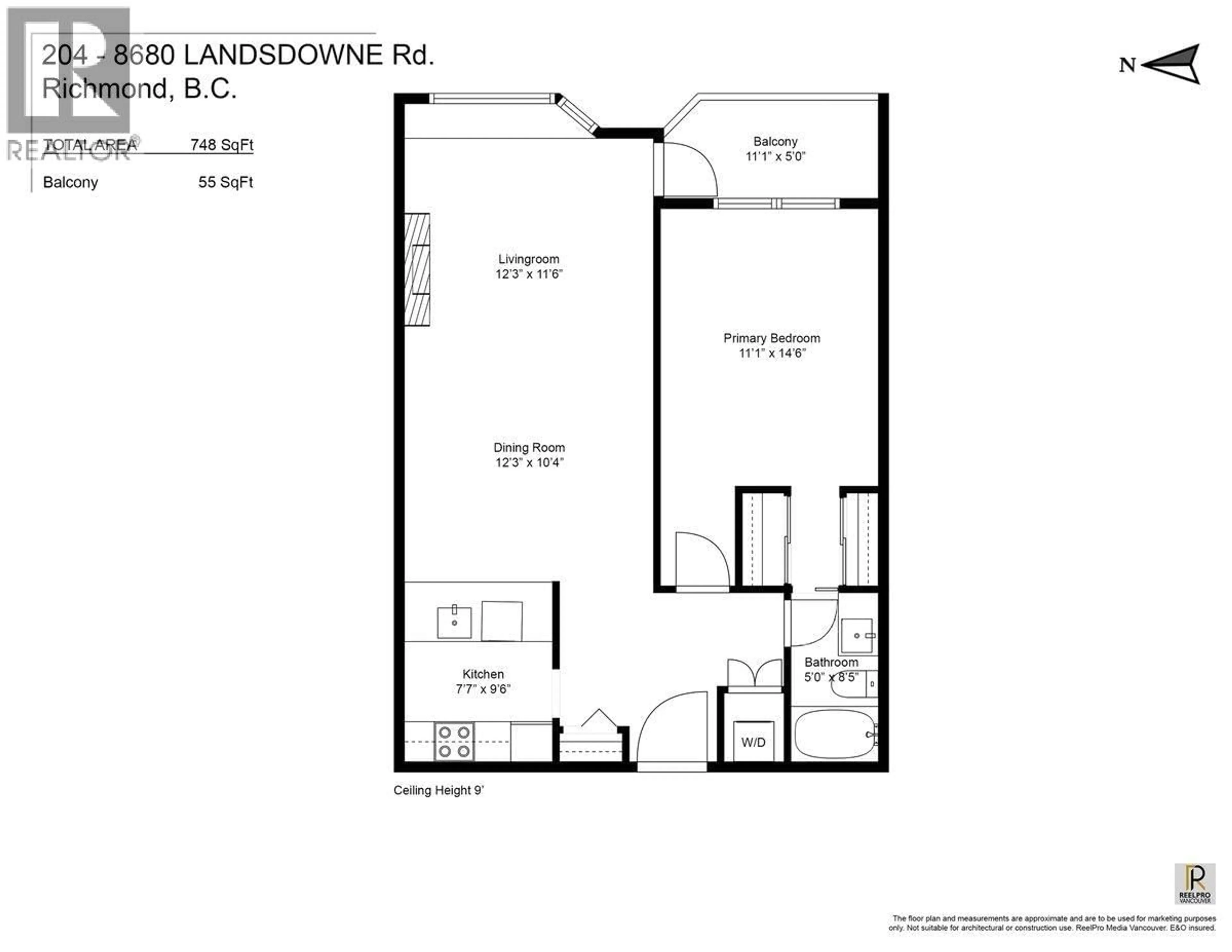 Floor plan for 204 - 8680 LANSDOWNE ROAD, Richmond British Columbia V6X1B9