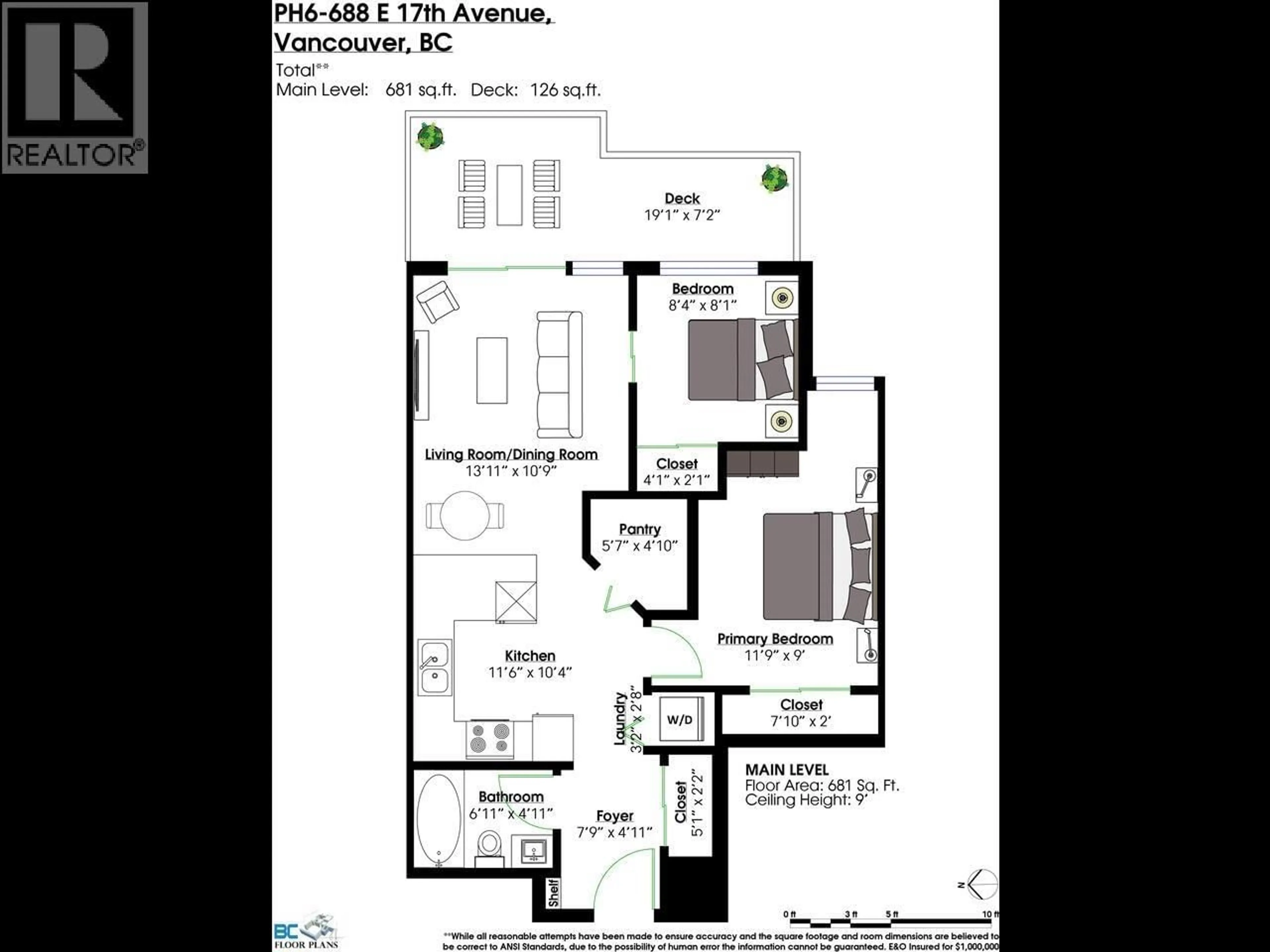 Floor plan for PH6 - 688 17TH AVENUE, Vancouver British Columbia V5V0A8