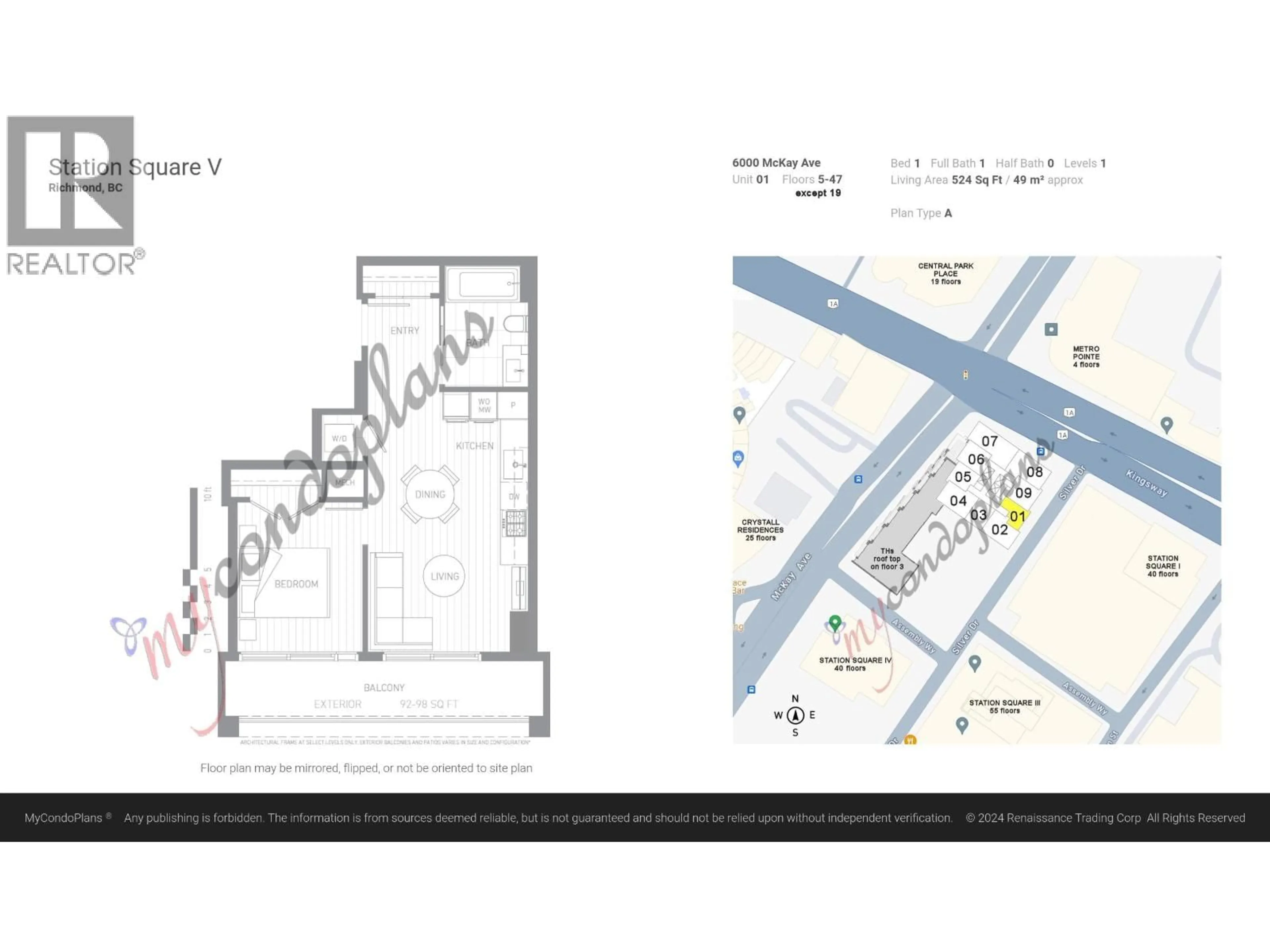 Floor plan for 1801 - 6000 MCKAY AVENUE, Burnaby British Columbia V5H0K2