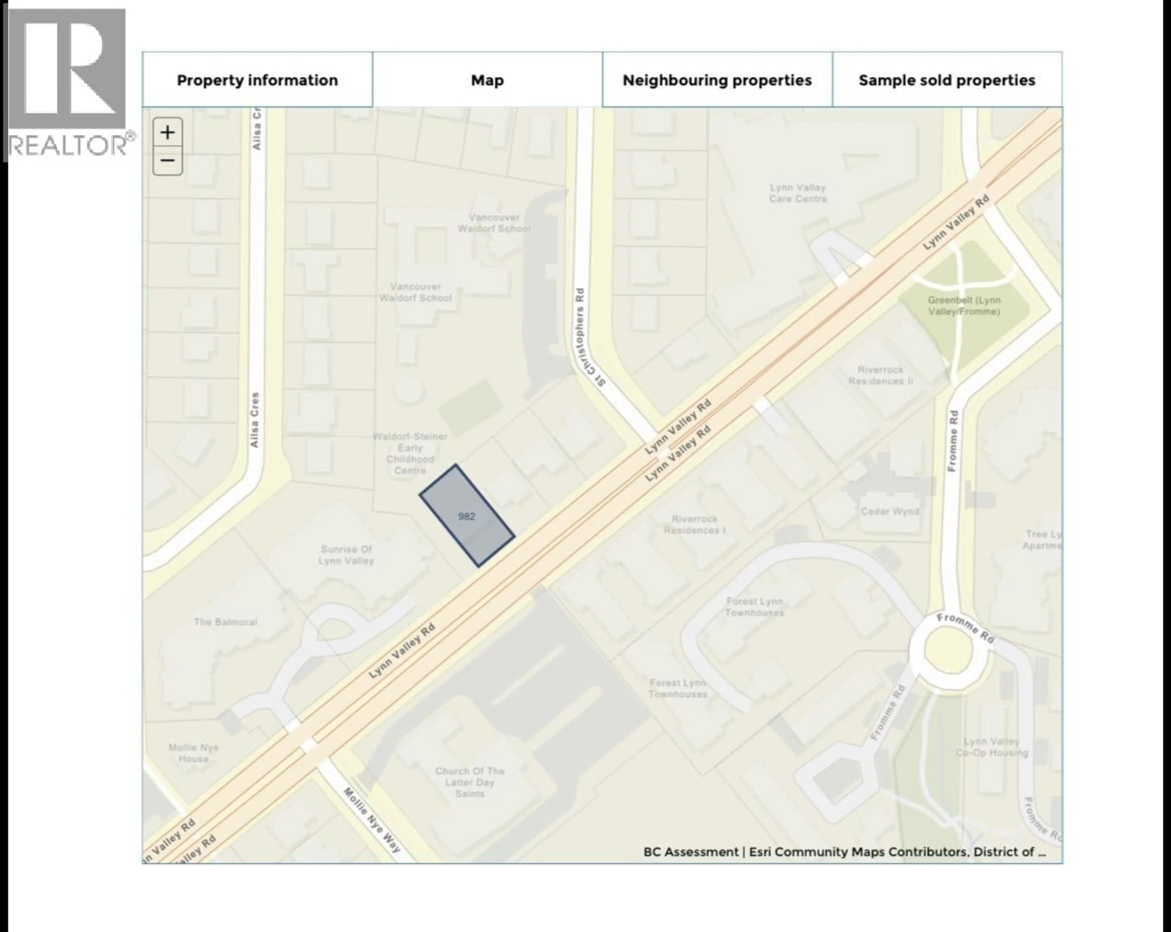 Picture of a map for 982 LYNN VALLEY ROAD, North Vancouver British Columbia V7J1Z7