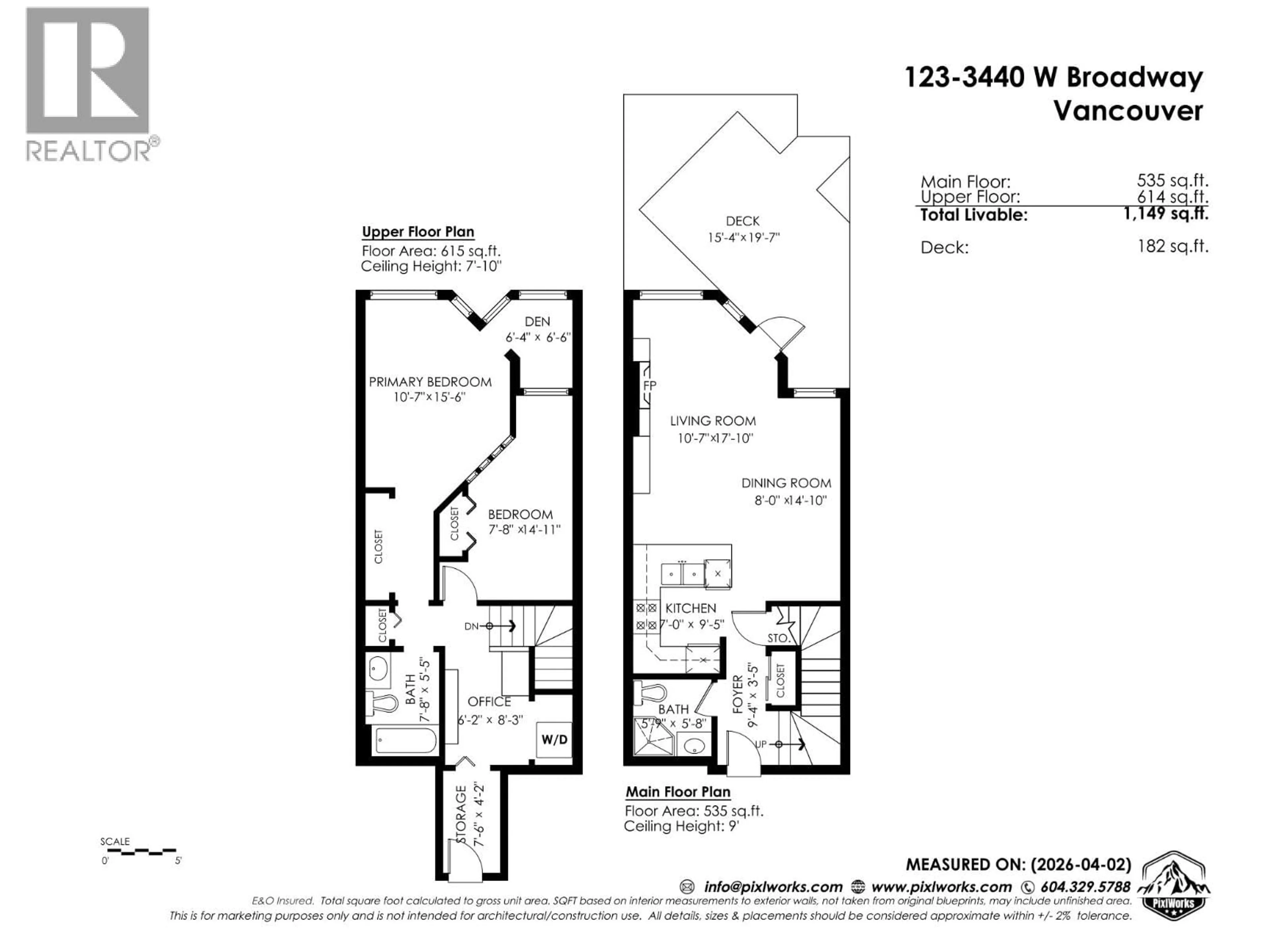 Floor plan for 123 - 3440 BROADWAY, Vancouver British Columbia V6R4R2