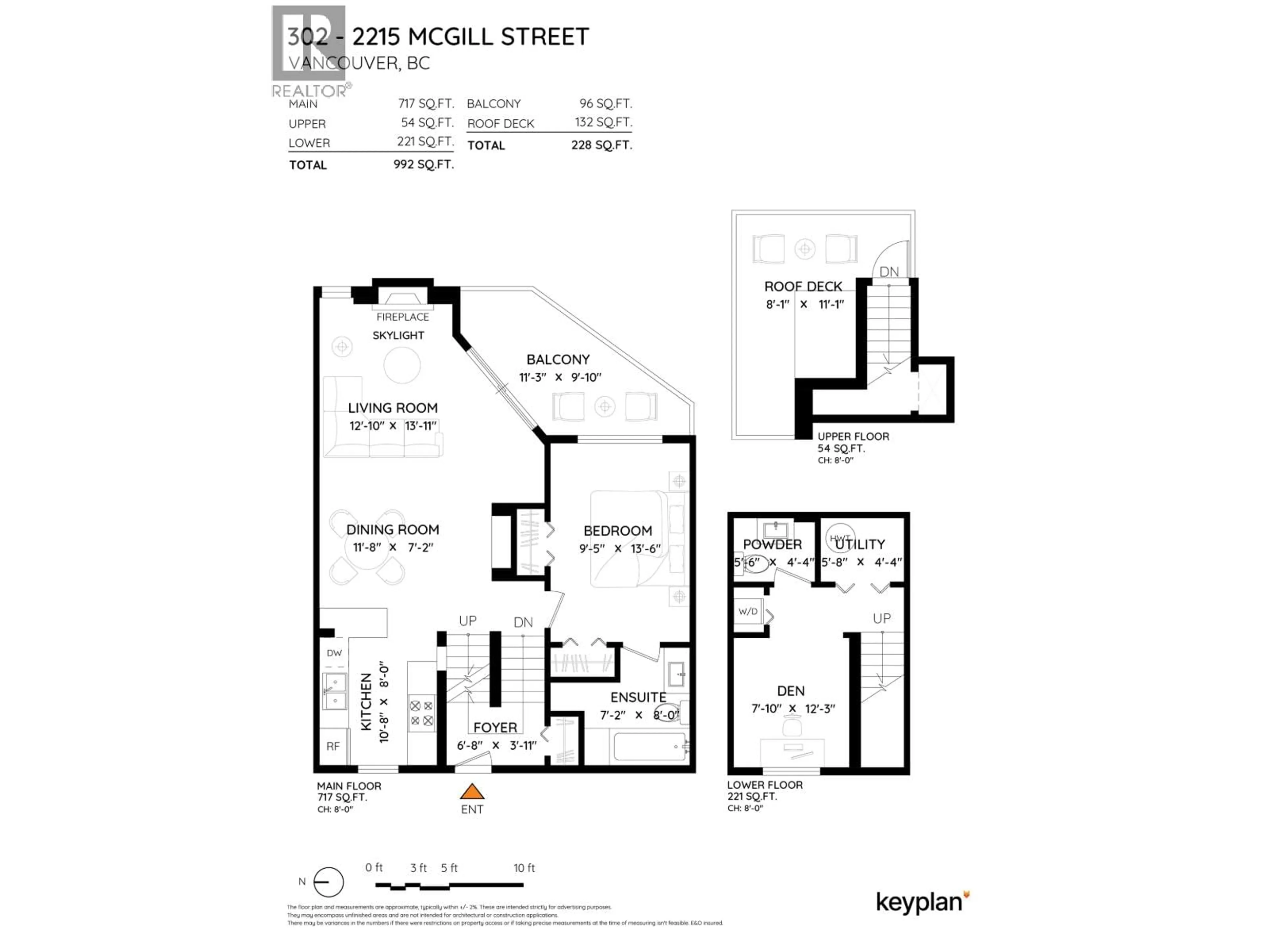 Floor plan for 302 - 2215 MCGILL STREET, Vancouver British Columbia V5L1C3