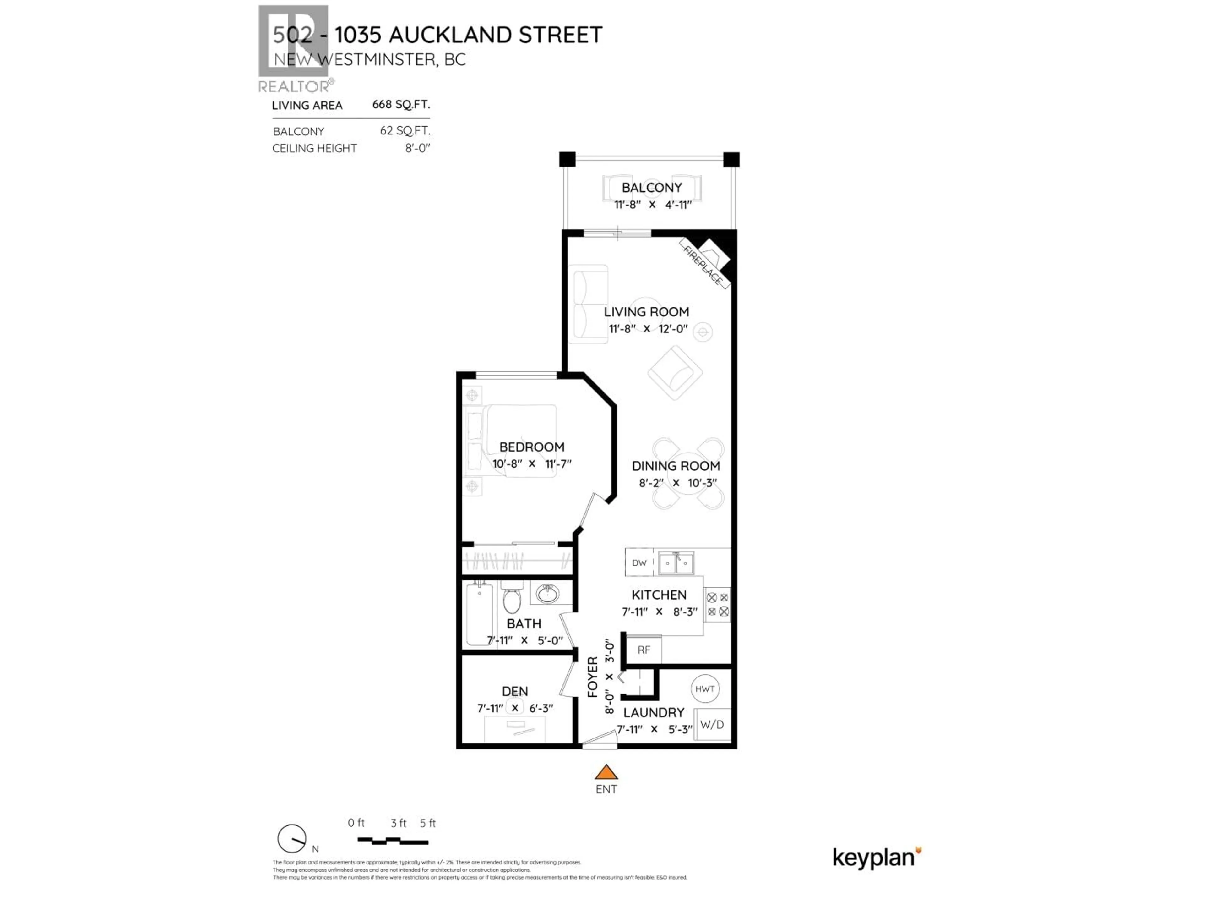 Floor plan for 502 - 1035 AUCKLAND STREET, New Westminster British Columbia V3M1K9
