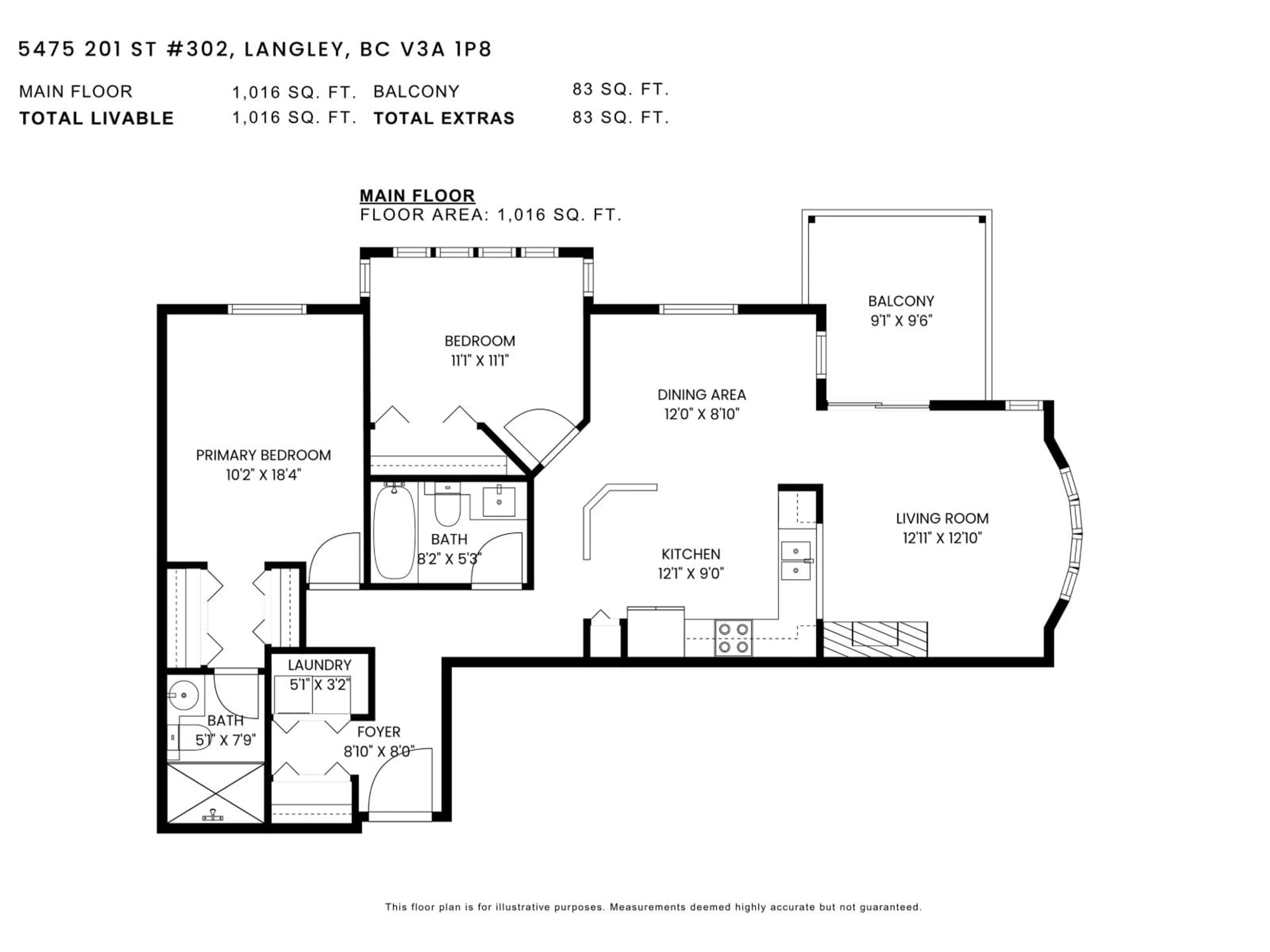 Floor plan for 302 - 5475 201 STREET, Langley British Columbia V3A1P8