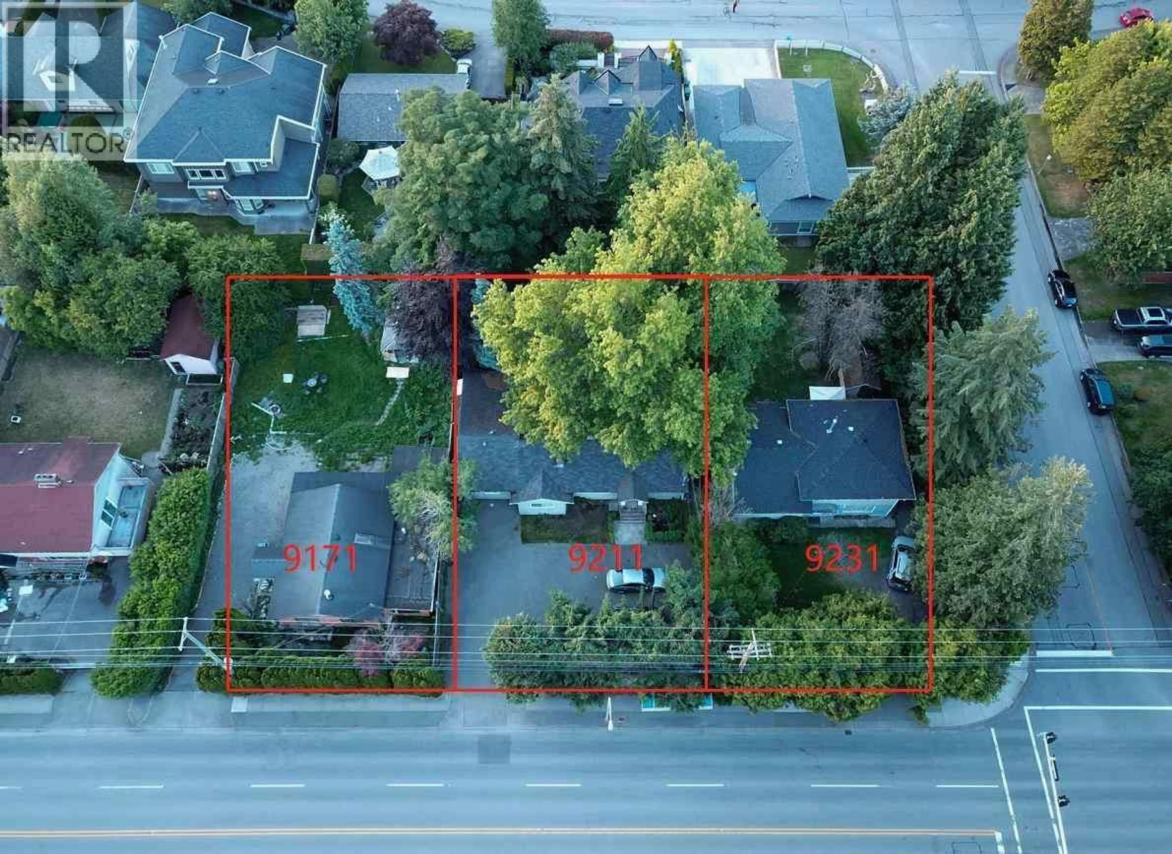 A pic from outside/outdoor area/front of a property/back of a property/a pic from drone, street for 9211 STEVESTON HIGHWAY, Richmond British Columbia V7A1M6