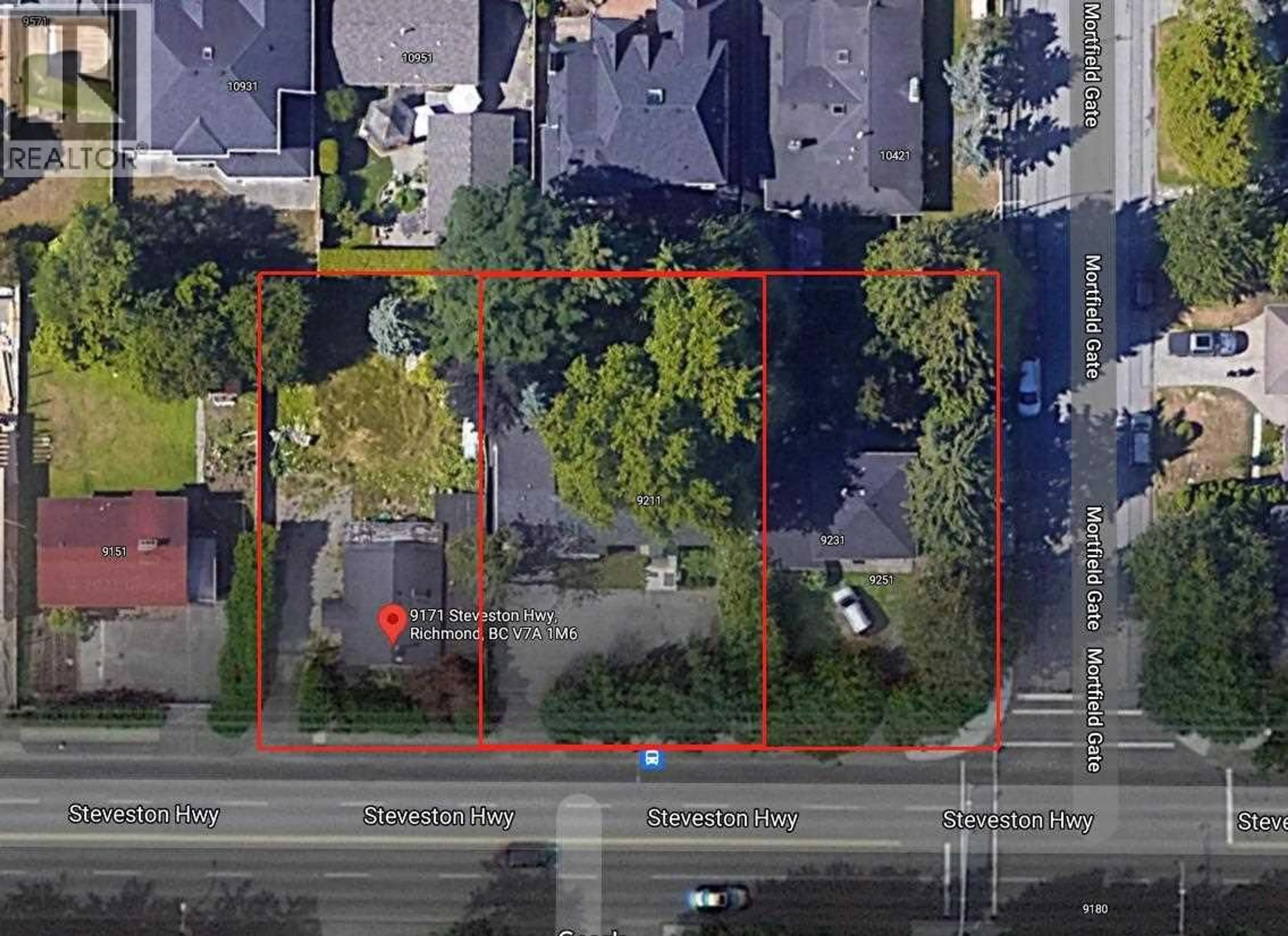 A pic from outside/outdoor area/front of a property/back of a property/a pic from drone, street for 9231 STEVESTON HIGHWAY, Richmond British Columbia V7A1M6