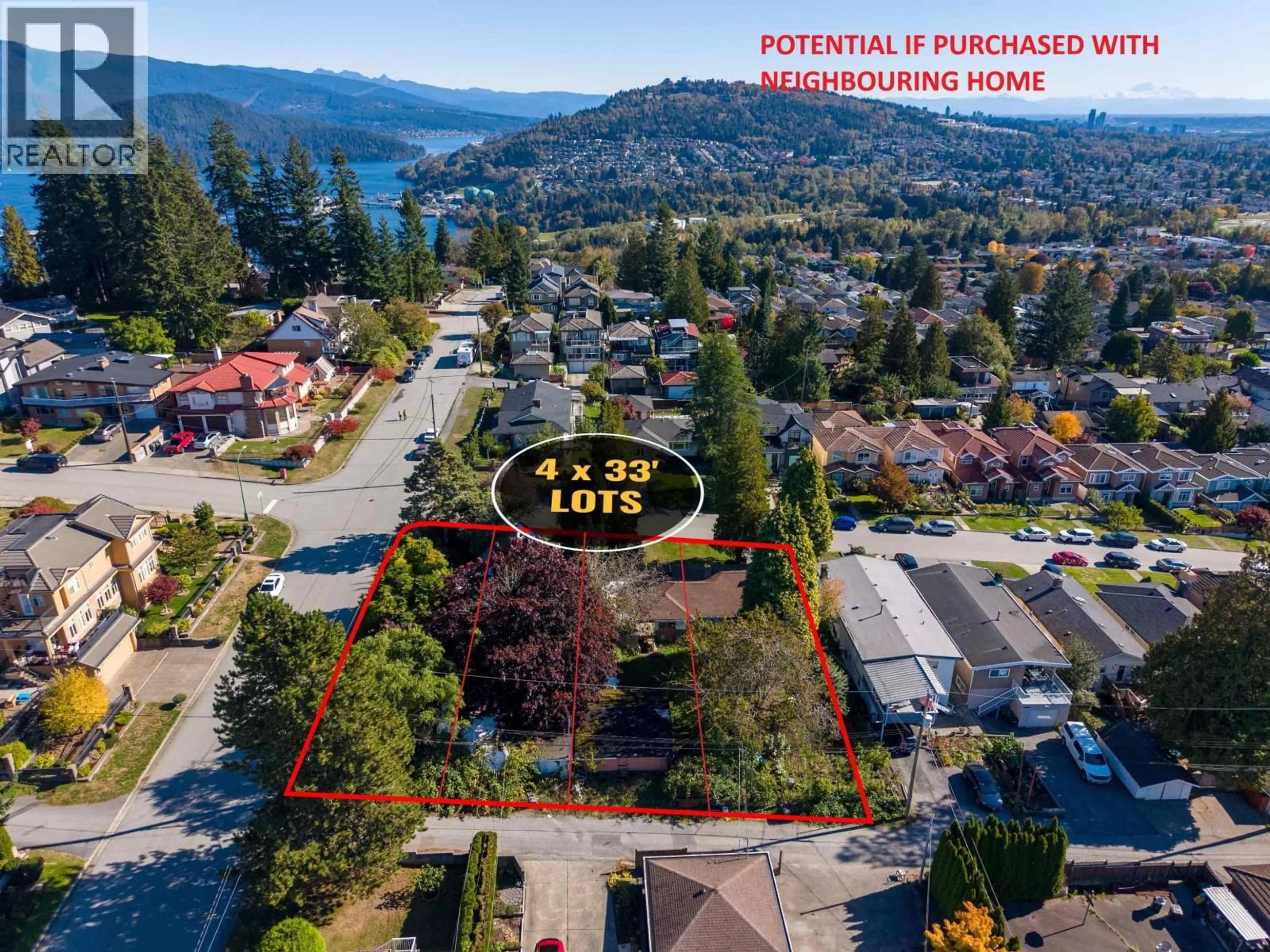A pic from outside/outdoor area/front of a property/back of a property/a pic from drone, mountain view for 123 GROSVENOR AVENUE, Burnaby British Columbia V5B1J1