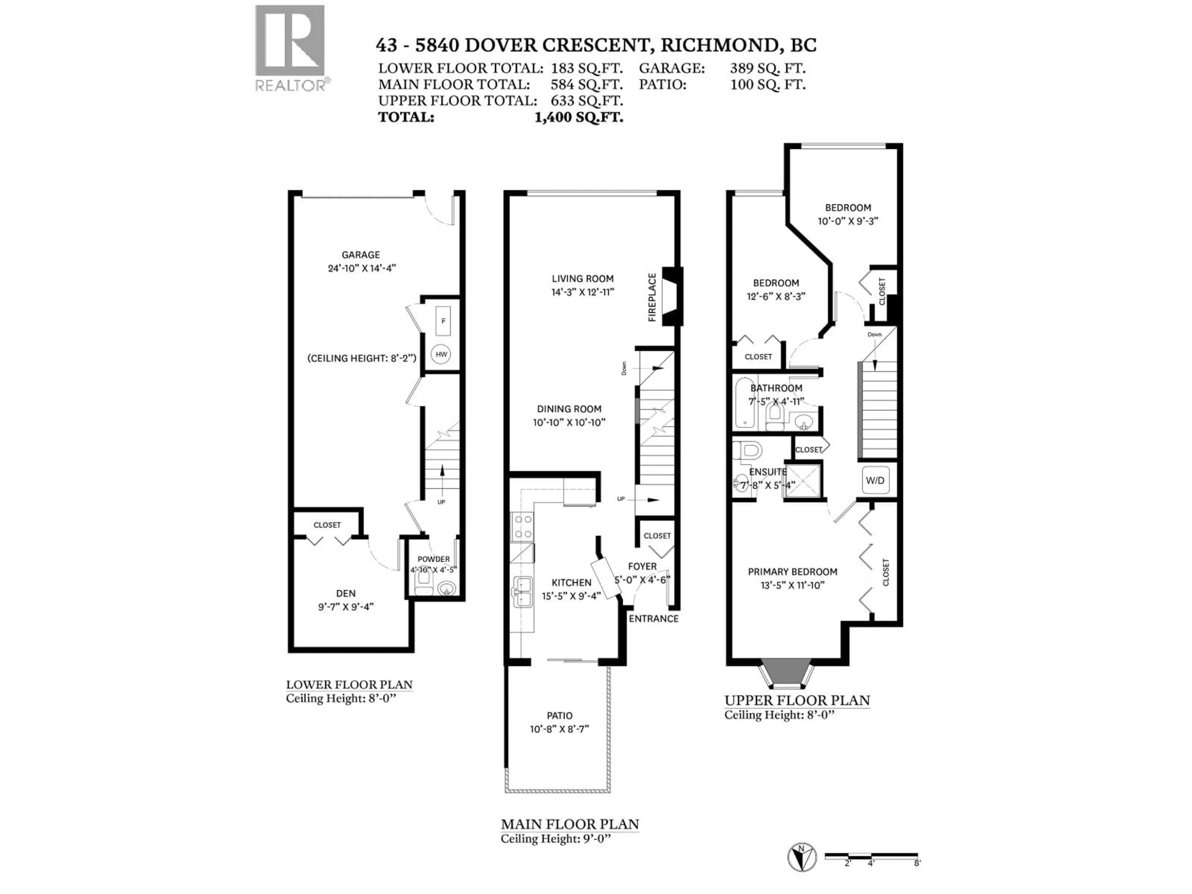 Floor plan for 43 - 5840 DOVER CRESCENT, Richmond British Columbia V7C5P4