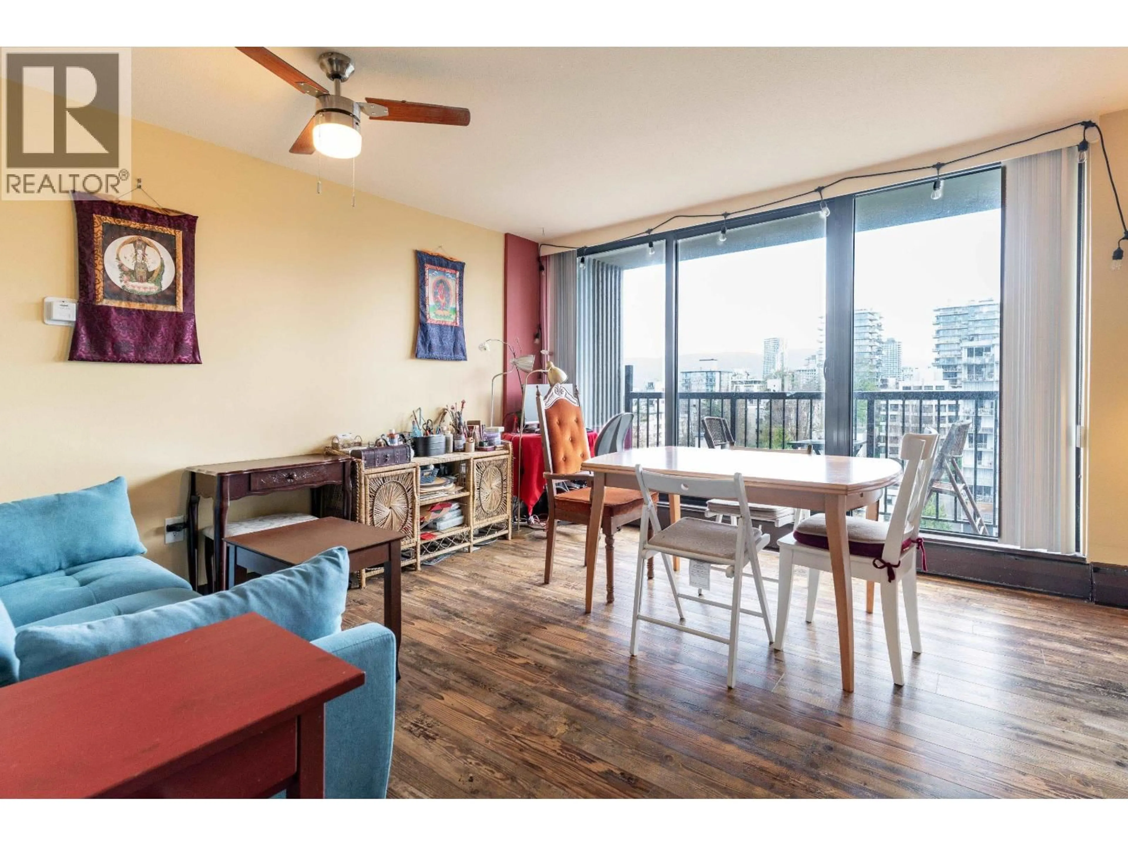 Living room with furniture, wood/laminate floor for 1403 - 1330 HARWOOD STREET, Vancouver British Columbia V6E1S8