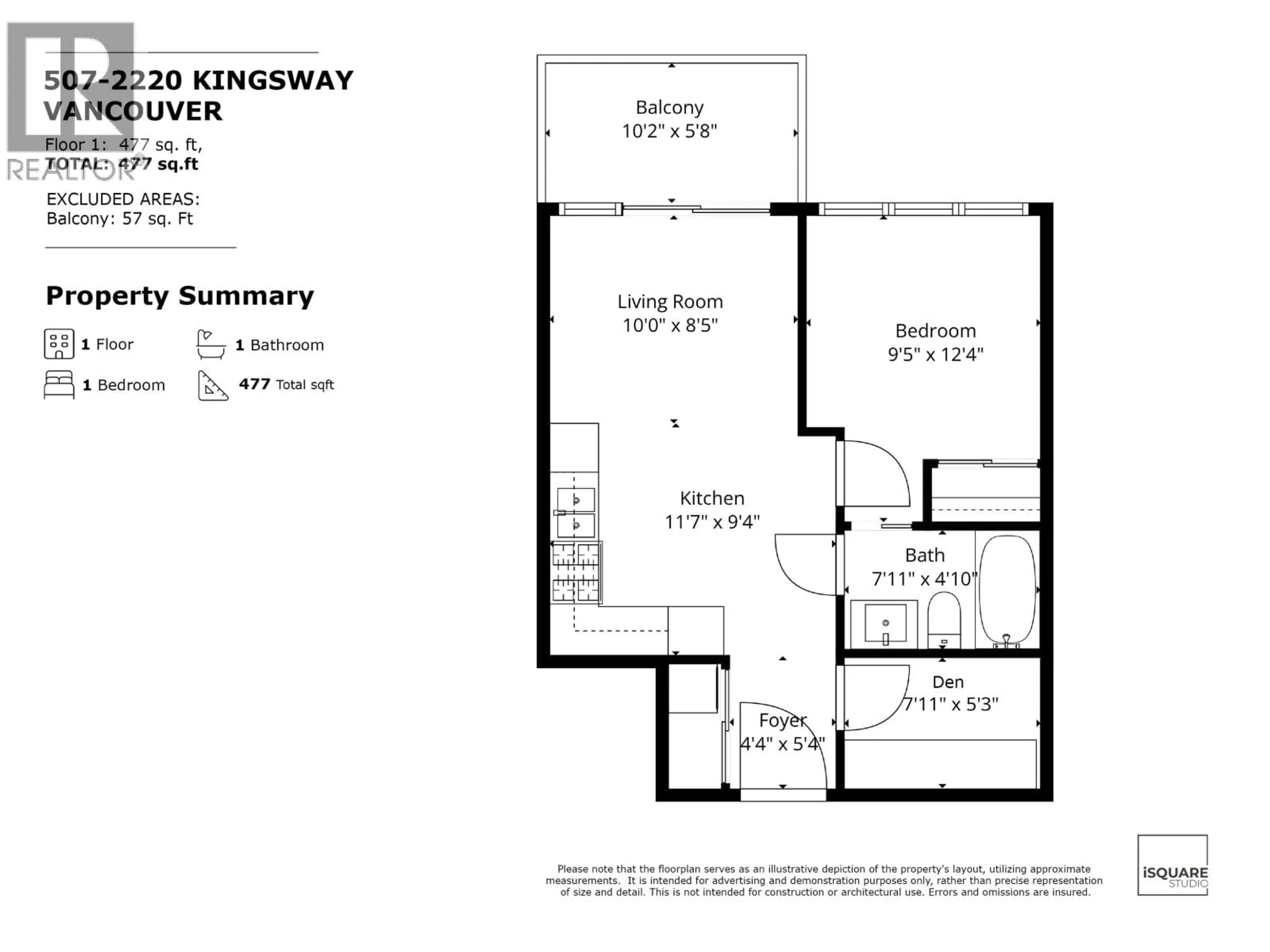 Floor plan for 507 - 2220 KINGSWAY, Vancouver British Columbia V5N2T7