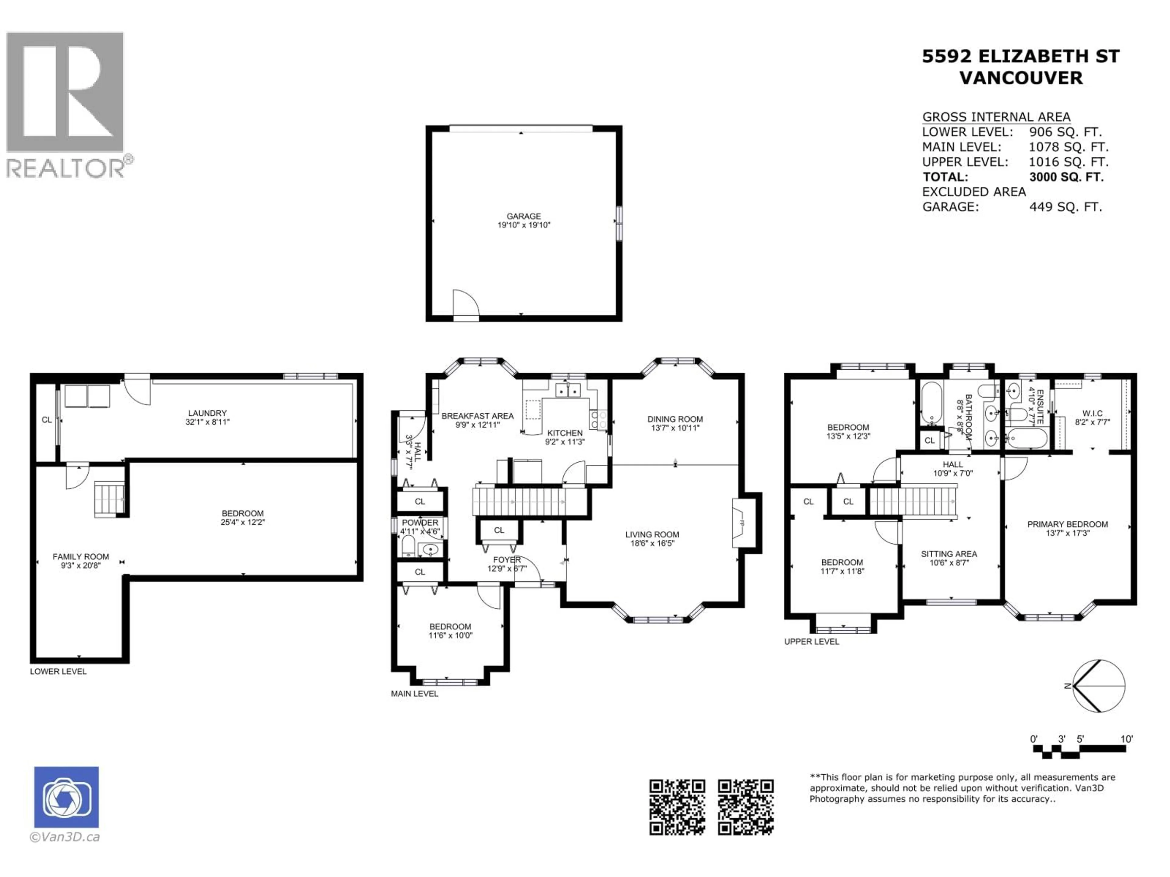 Floor plan for 5592 ELIZABETH STREET, Vancouver British Columbia V5Y3J9