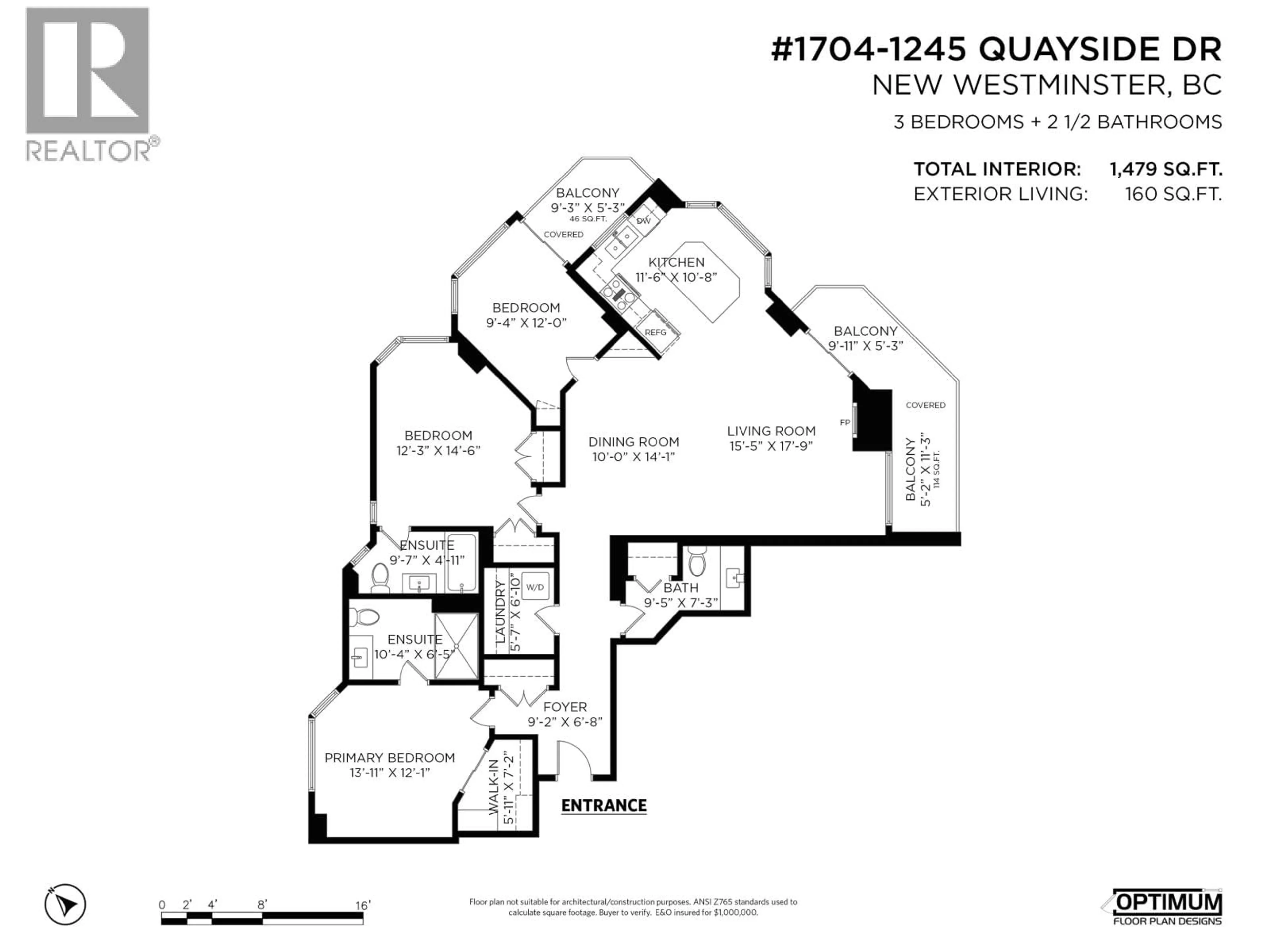 Floor plan for 1704 - 1245 QUAYSIDE DRIVE, New Westminster British Columbia V3M6J6