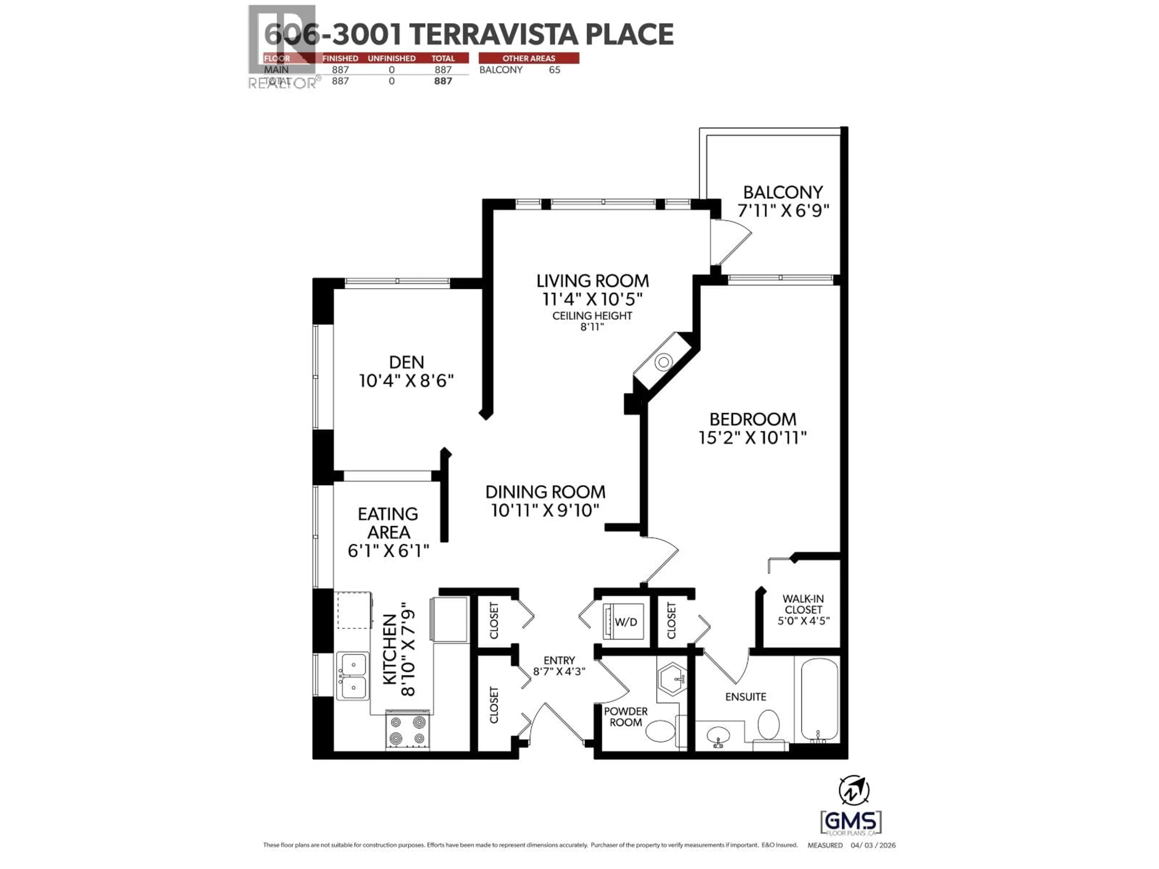 Floor plan for 606 - 3001 TERRAVISTA PLACE, Port Moody British Columbia V3H5A2