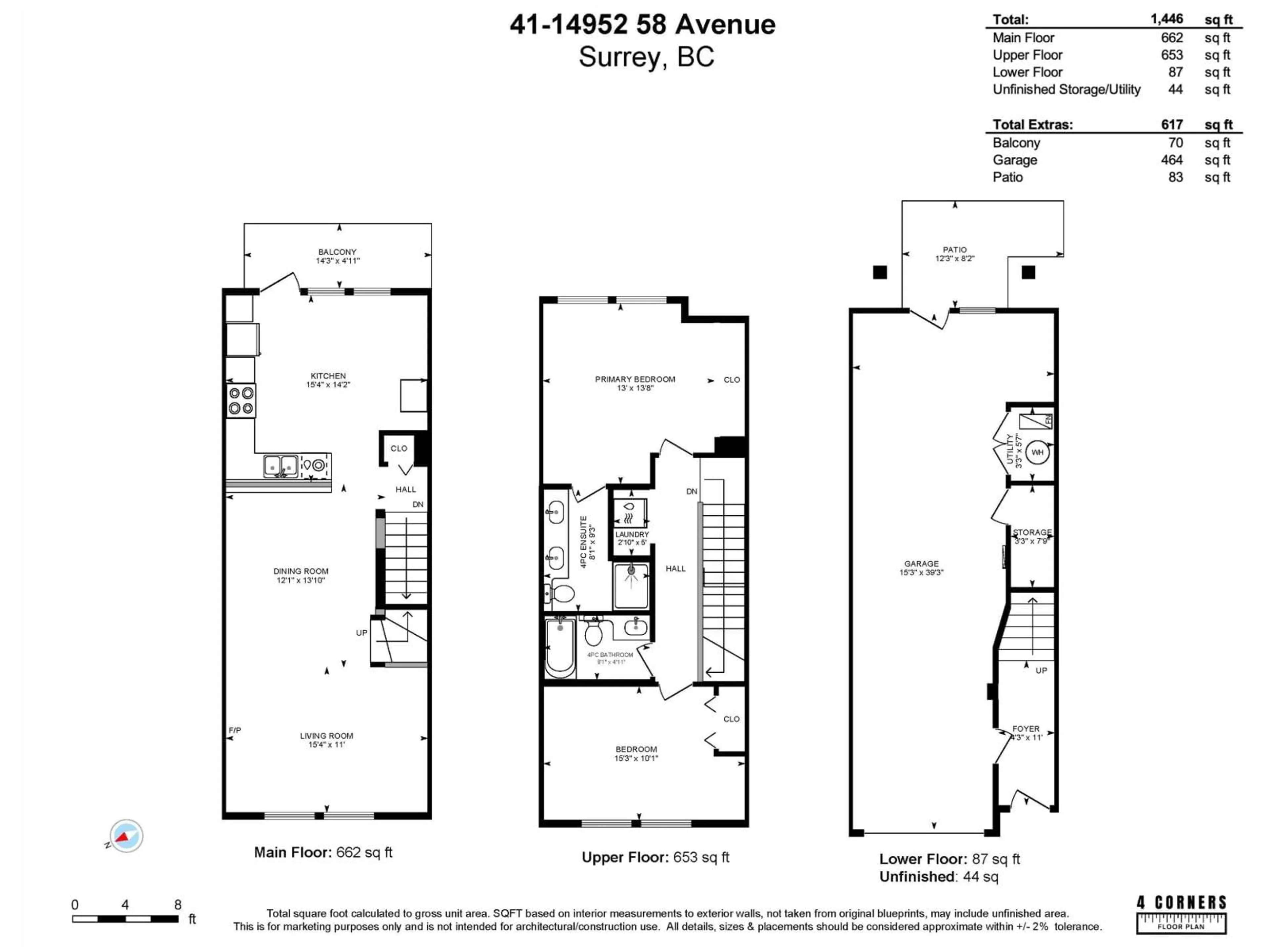 Floor plan for 41 - 14952 58 AVENUE, Surrey British Columbia V3S9J2
