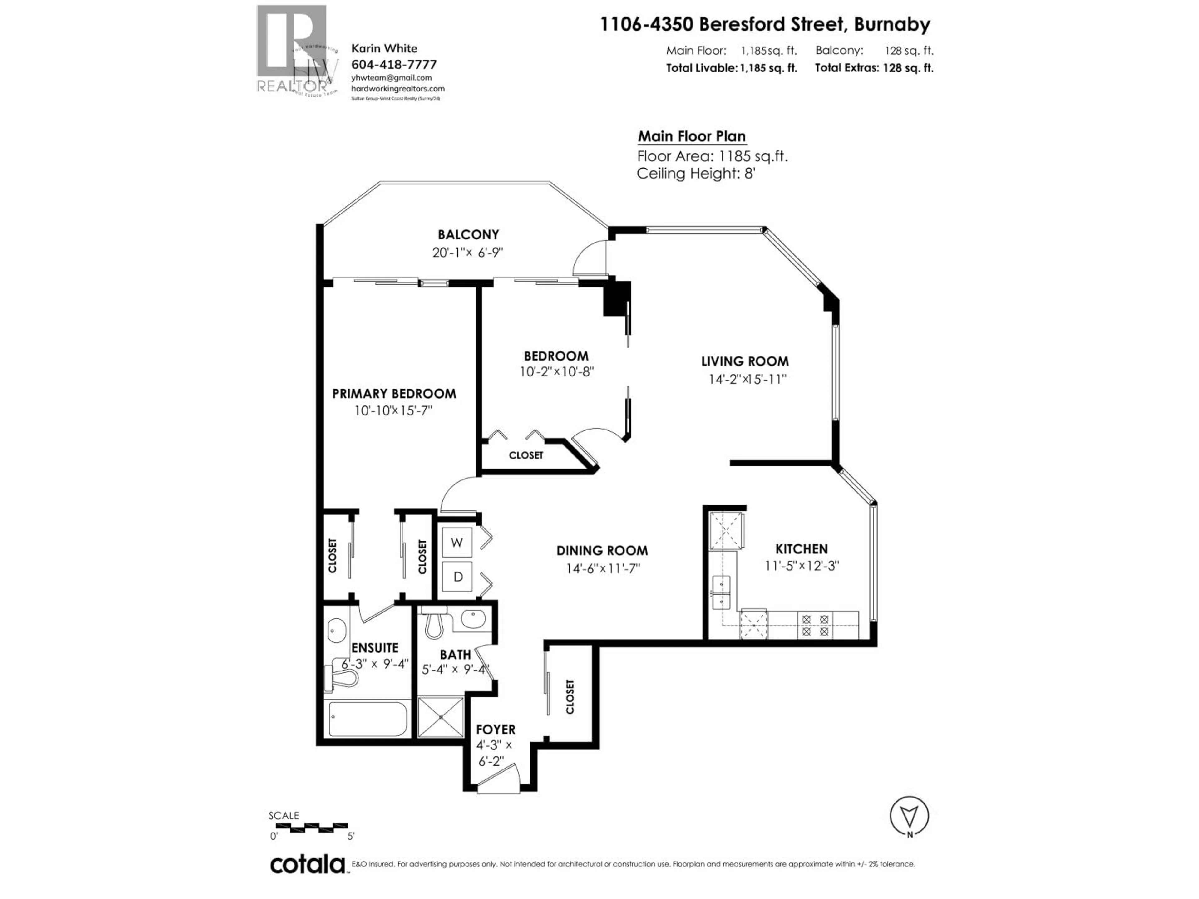 Floor plan for 1106 - 4350 BERESFORD STREET, Burnaby British Columbia V5H4K9