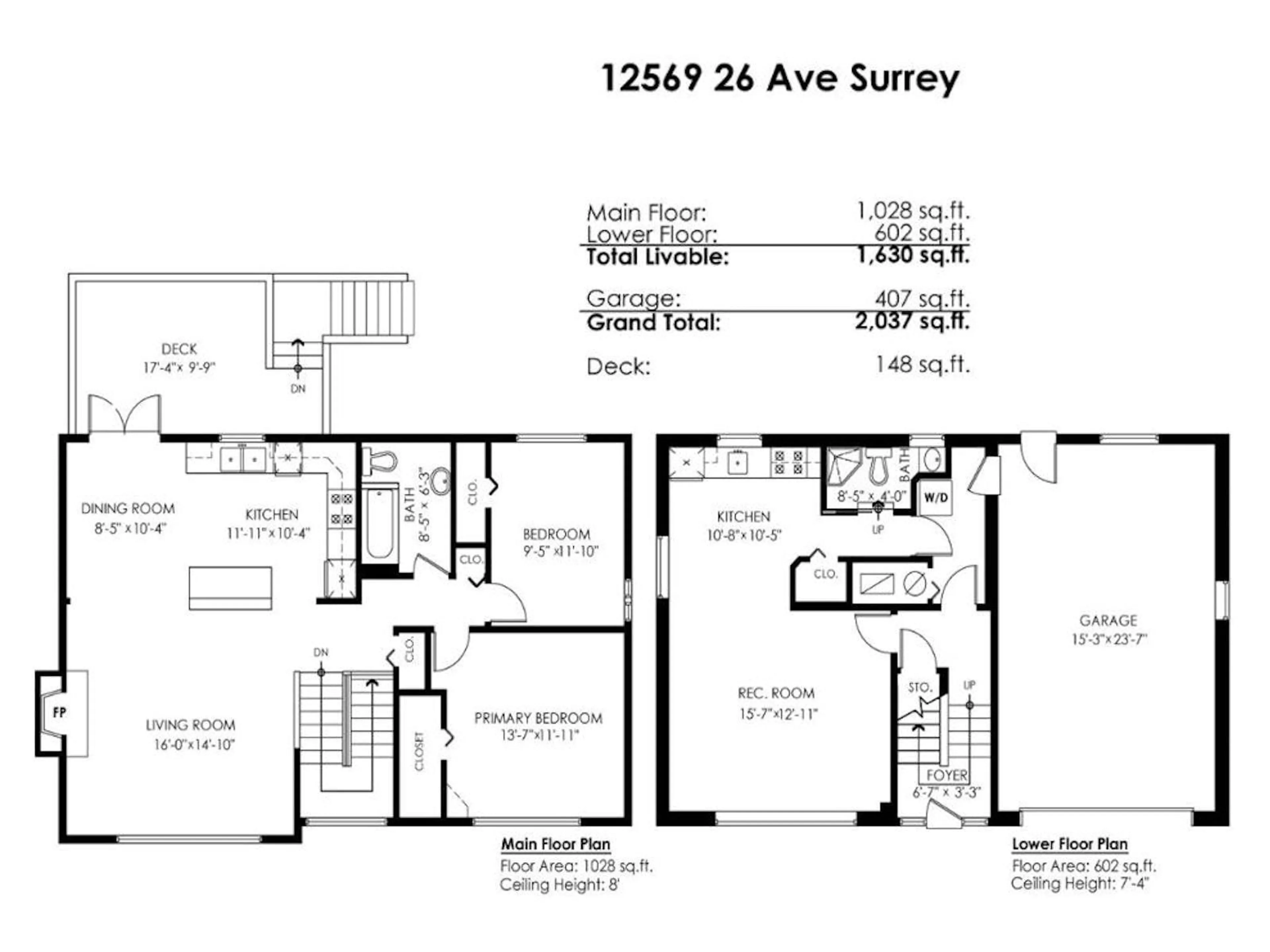 Floor plan for 12569 26 AVENUE, Surrey British Columbia V4A2K6