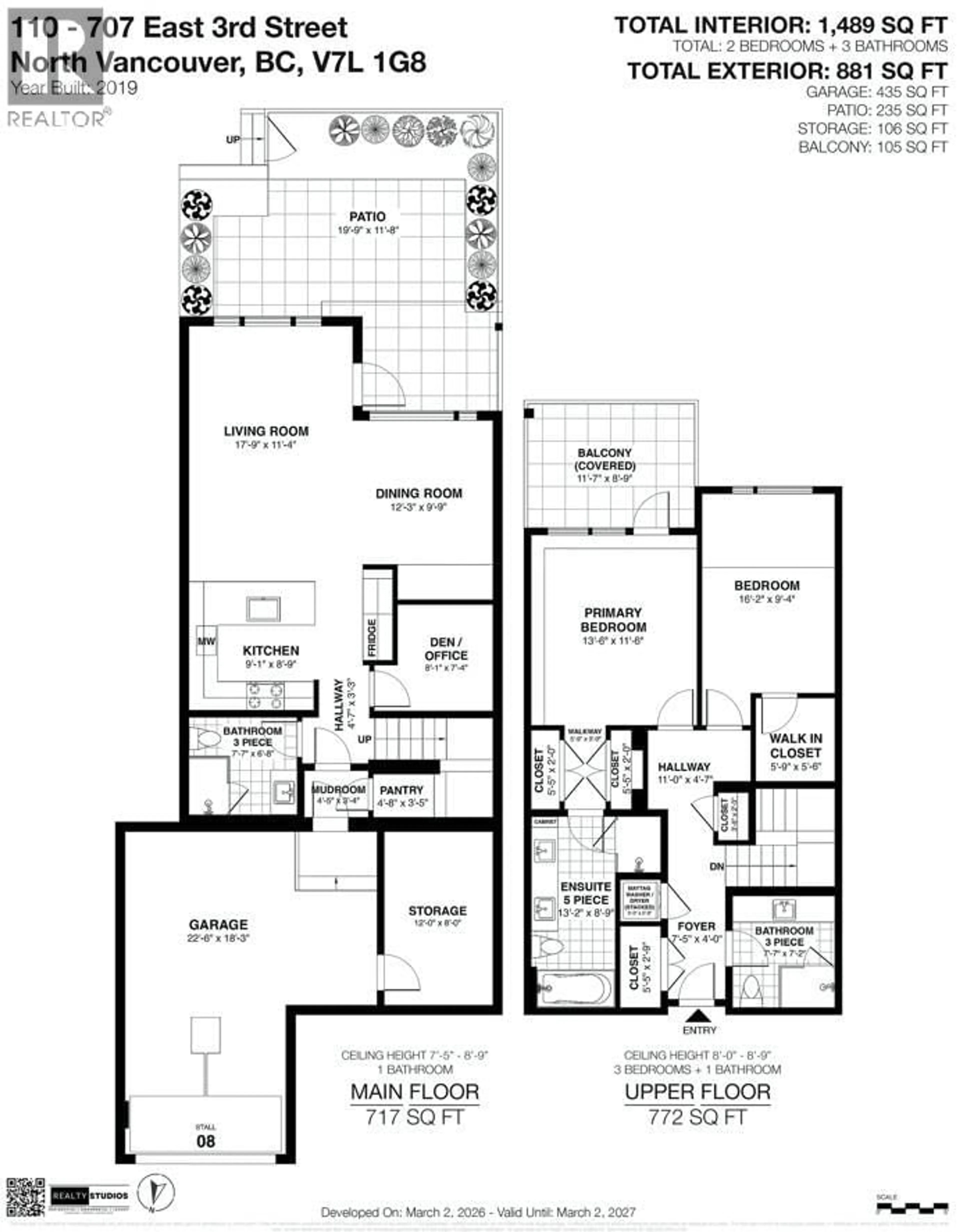 Floor plan for 110 - 707 3RD STREET, North Vancouver British Columbia V7L1G8