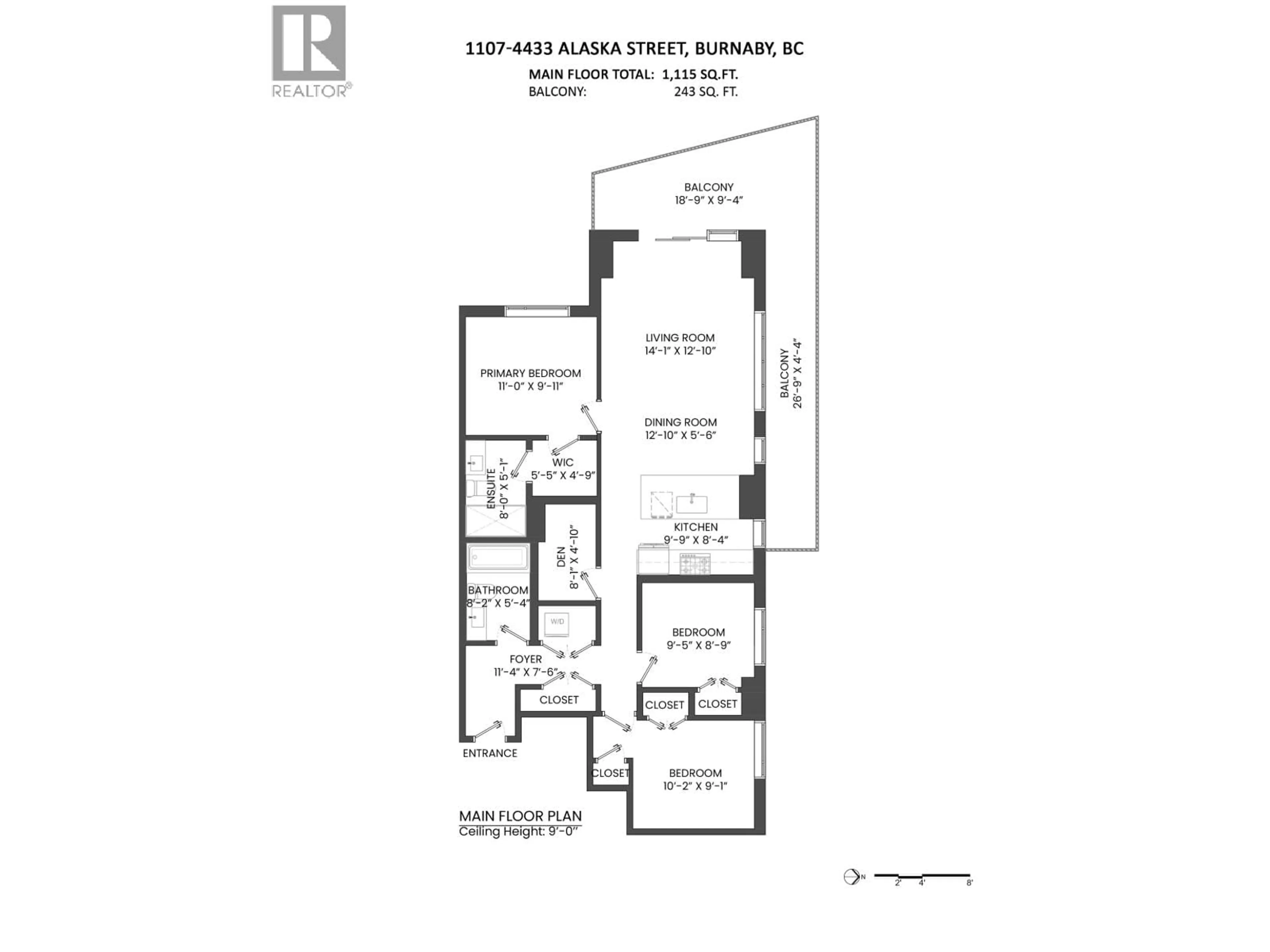 Floor plan for 1107 - 4433 ALASKA STREET, Burnaby British Columbia V5C5T3
