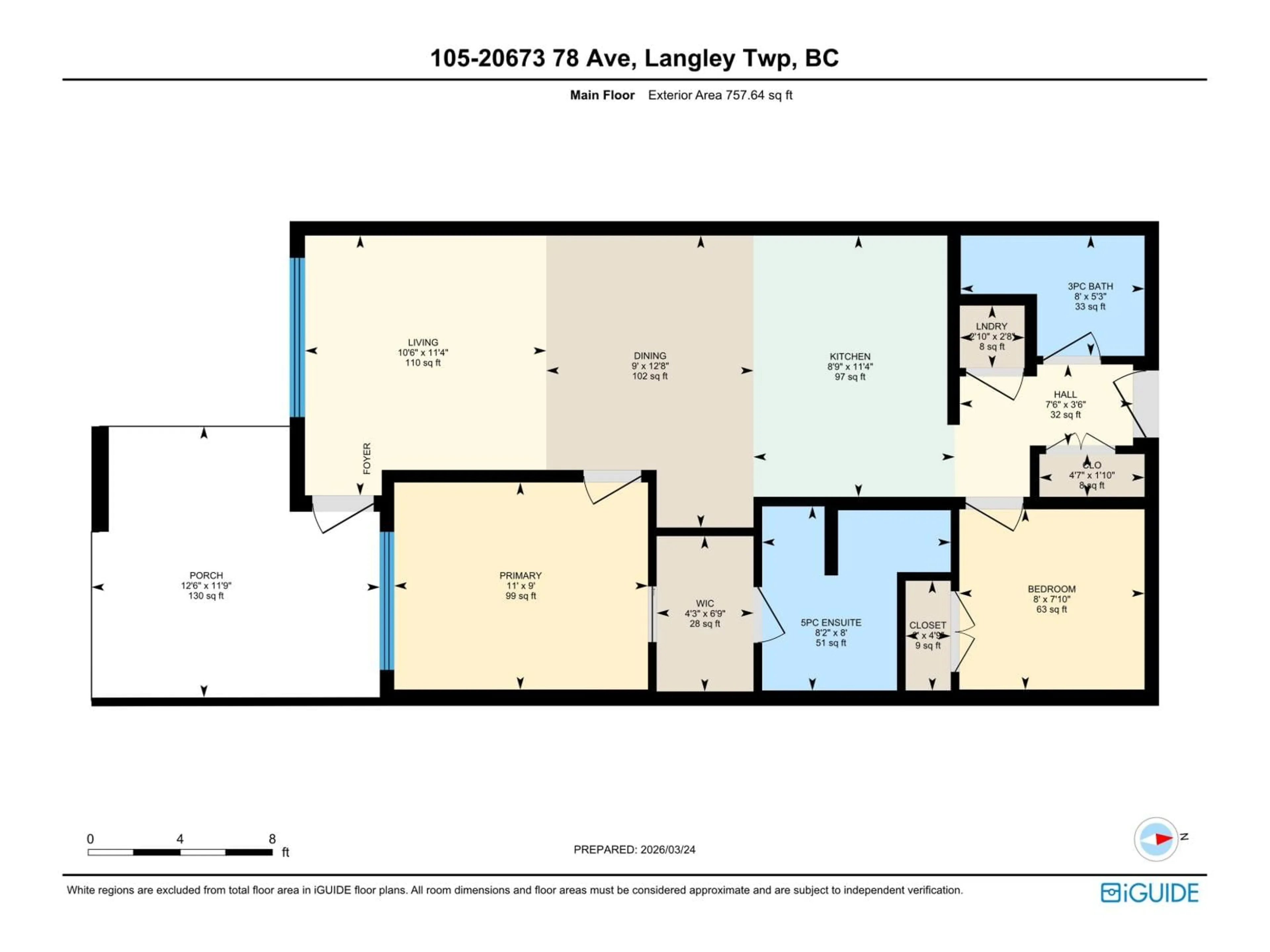 Floor plan for 105 - 20673 78 AVENUE, Langley British Columbia V2Y3K1