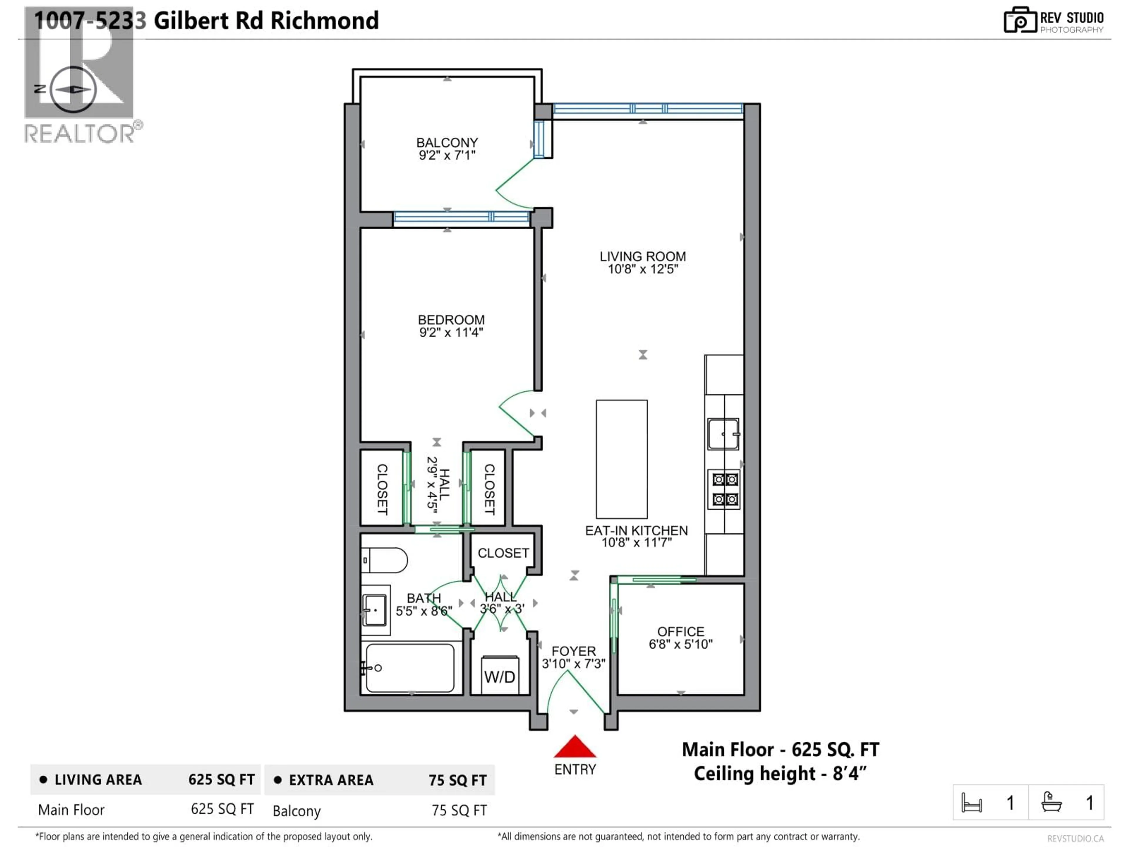 Floor plan for 1007 - 5233 GILBERT ROAD, Richmond British Columbia V7C0B3