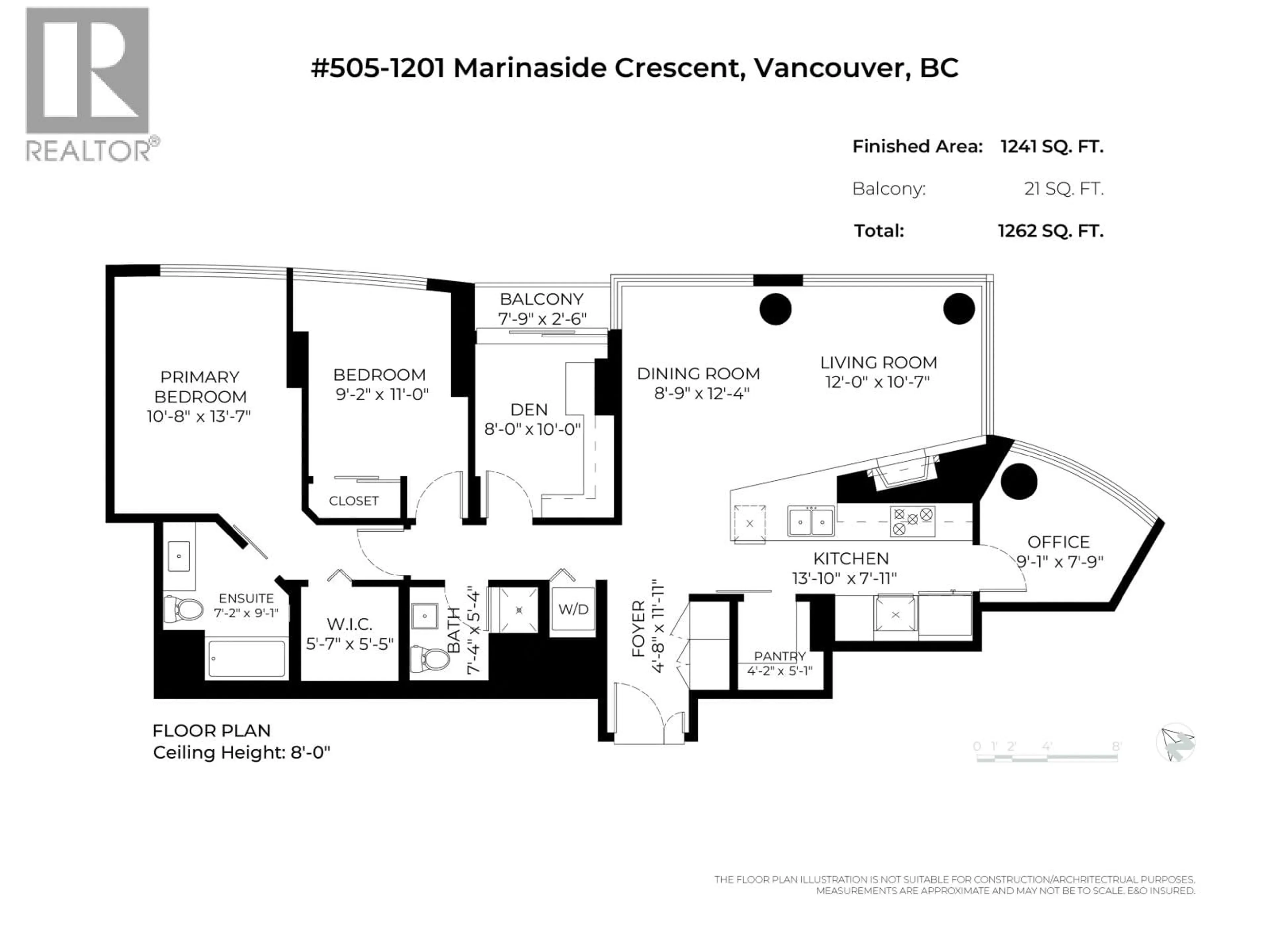 Floor plan for 505 - 1201 MARINASIDE CRESCENT, Vancouver British Columbia V6Z2V2