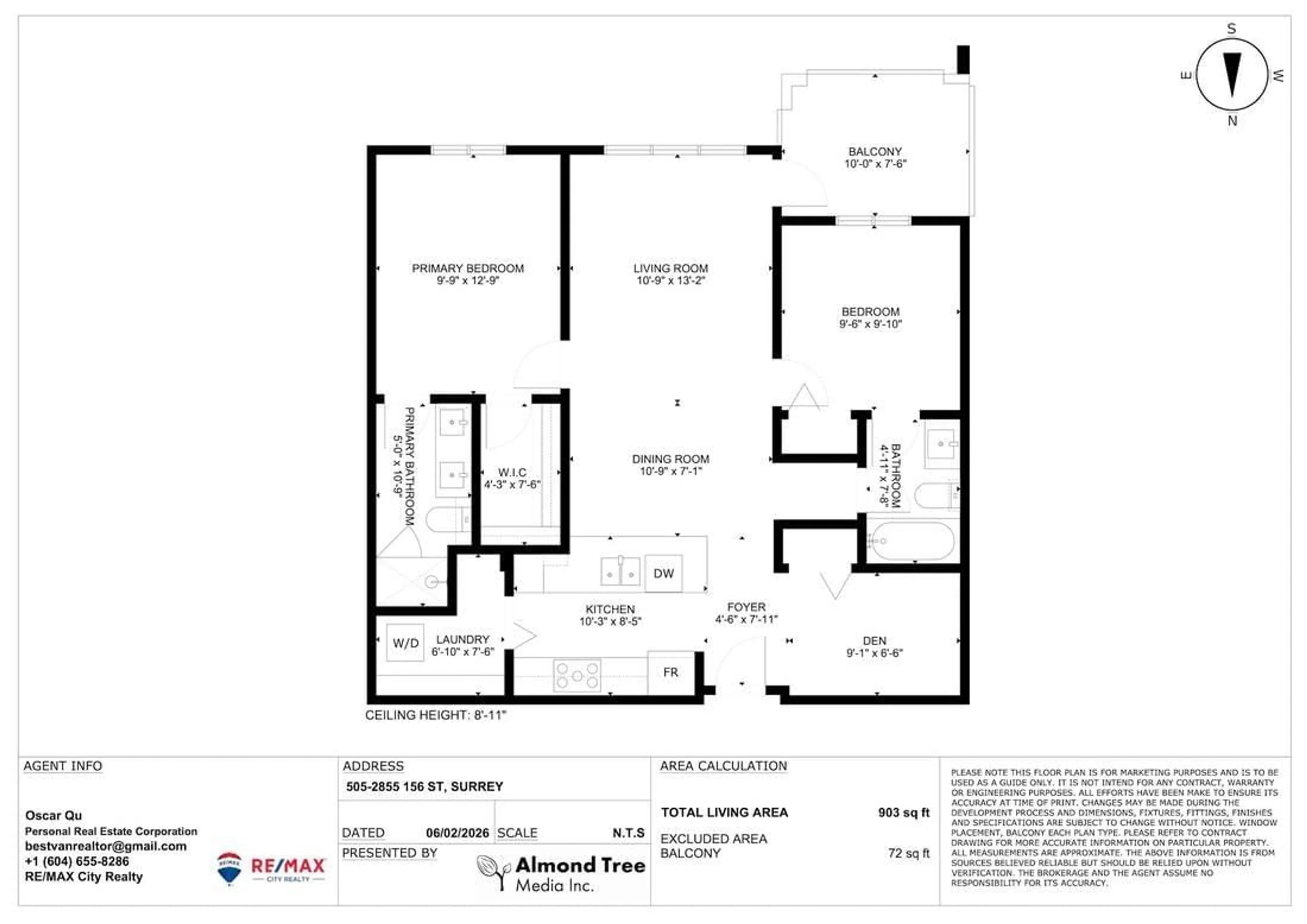 Floor plan for 505 - 2855 156 STREET, Surrey British Columbia V3Z3Y3
