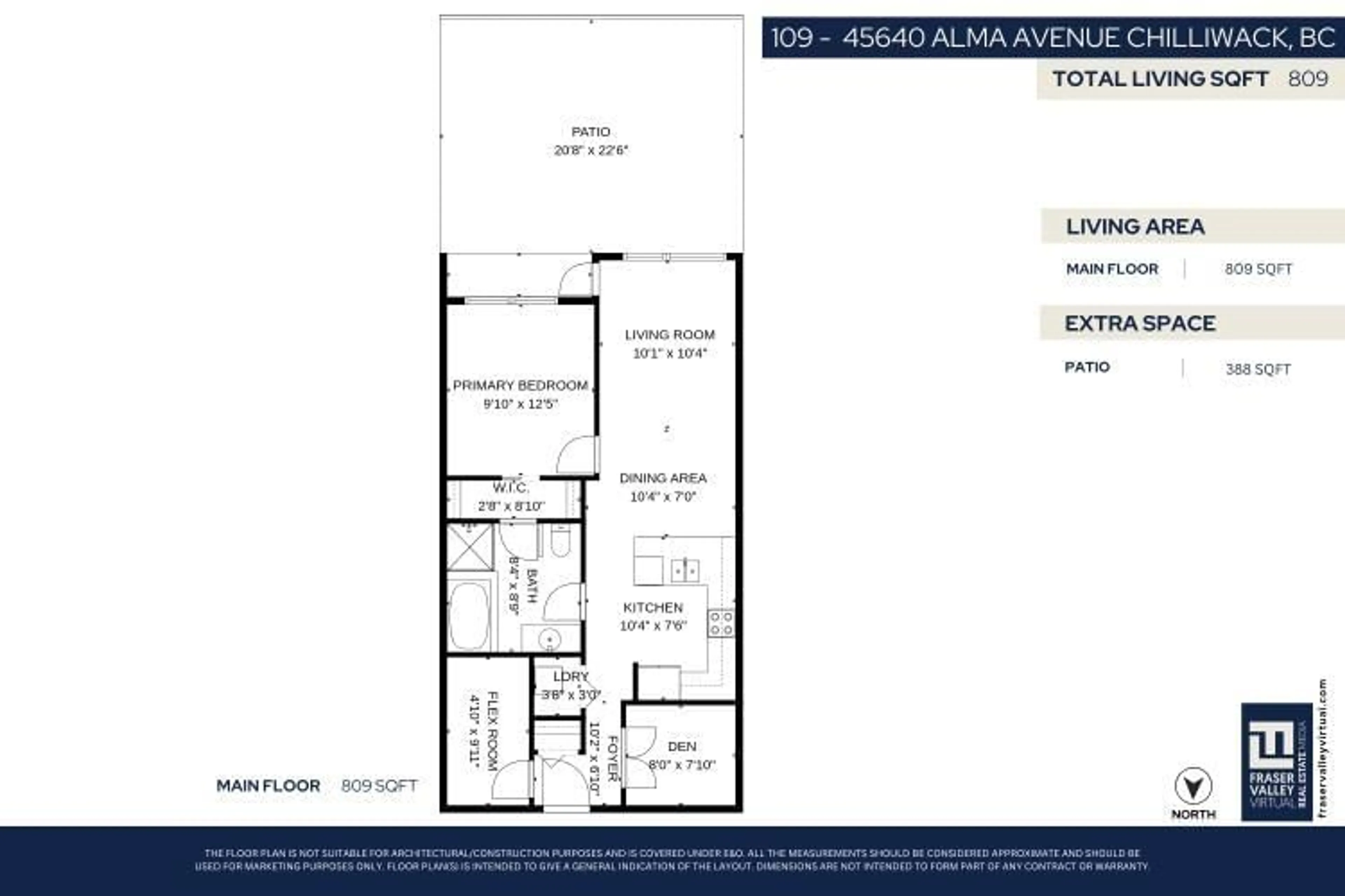 Floor plan for 109 - 45640 ALMA AVENUE, Chilliwack British Columbia V2R0P8