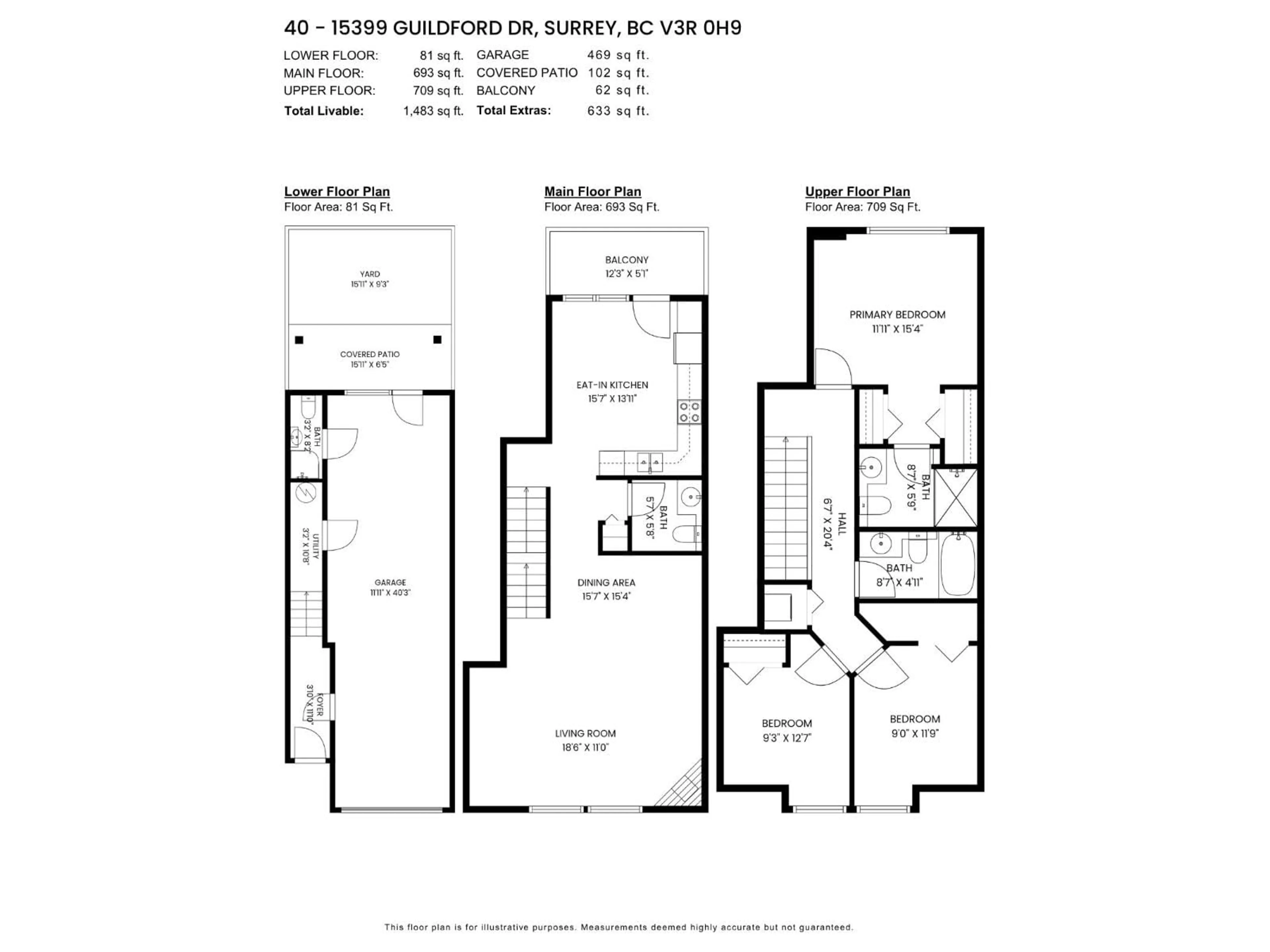 Floor plan for 40 - 15399 GUILDFORD DRIVE, Surrey British Columbia V3R7C6