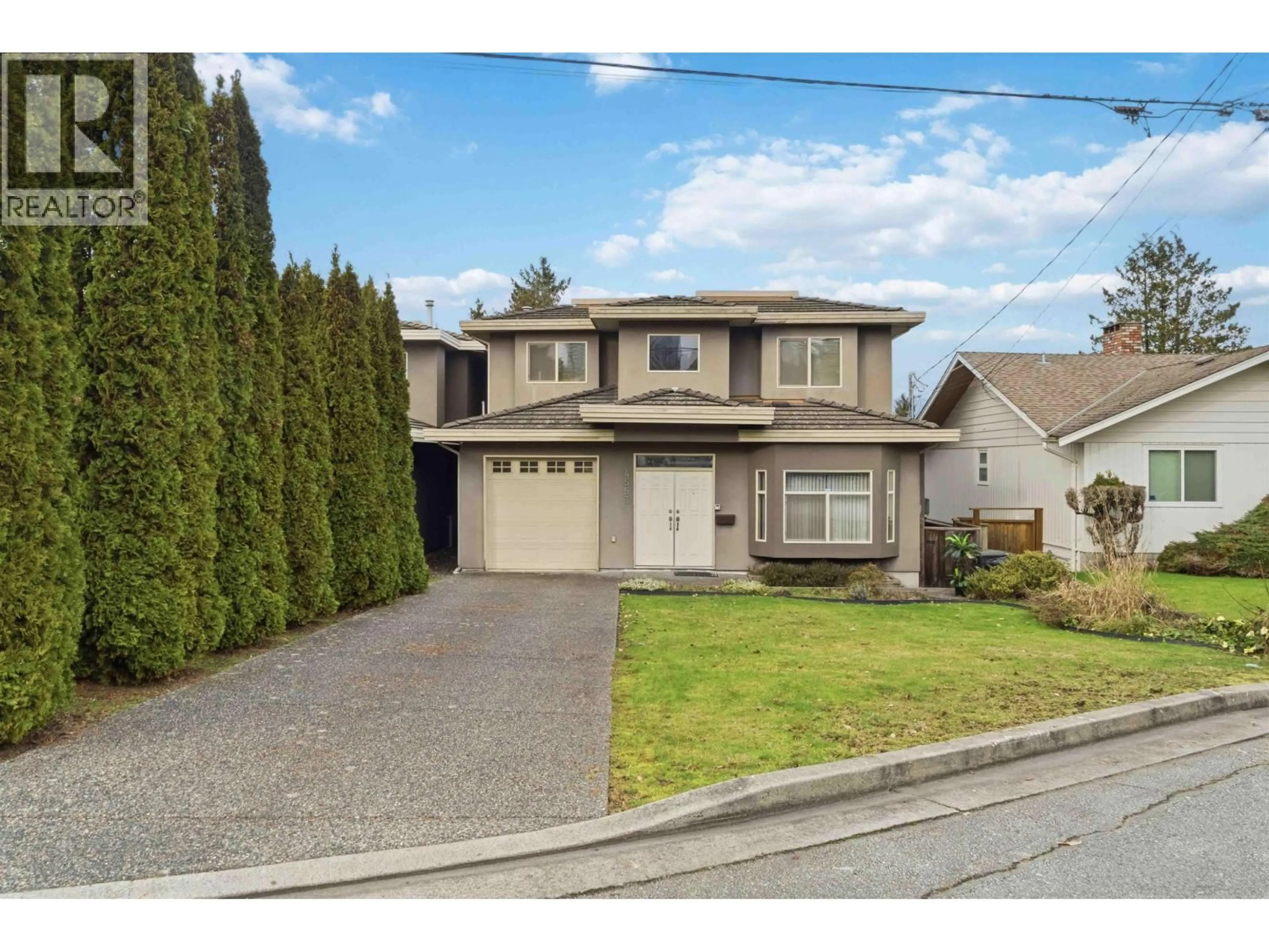 Home with vinyl exterior material, street for 4553 ELLERTON COURT, Burnaby British Columbia V5H1E1