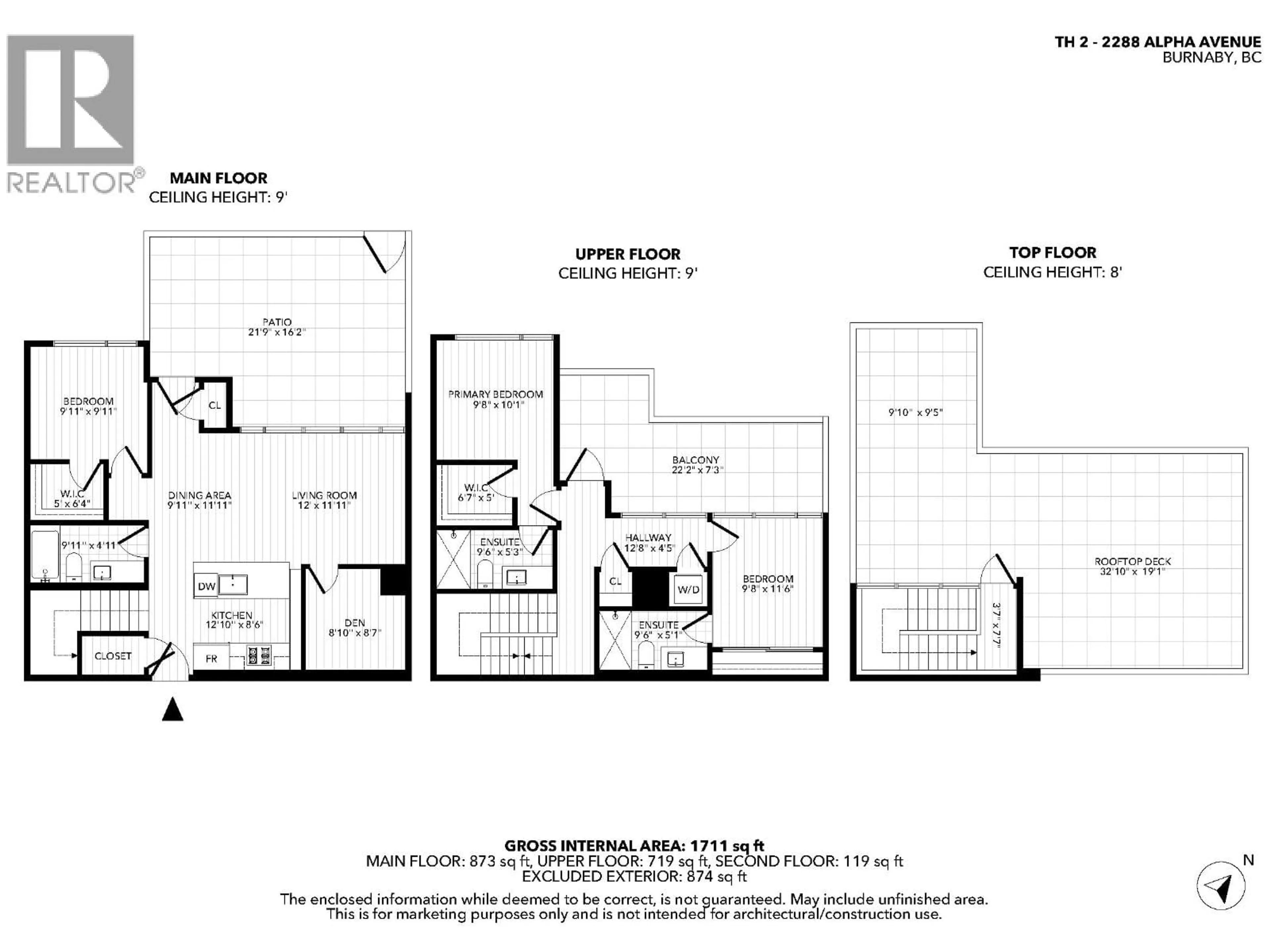 Floor plan for TH02 - 2288 ALPHA AVENUE, Burnaby British Columbia V5C0L9