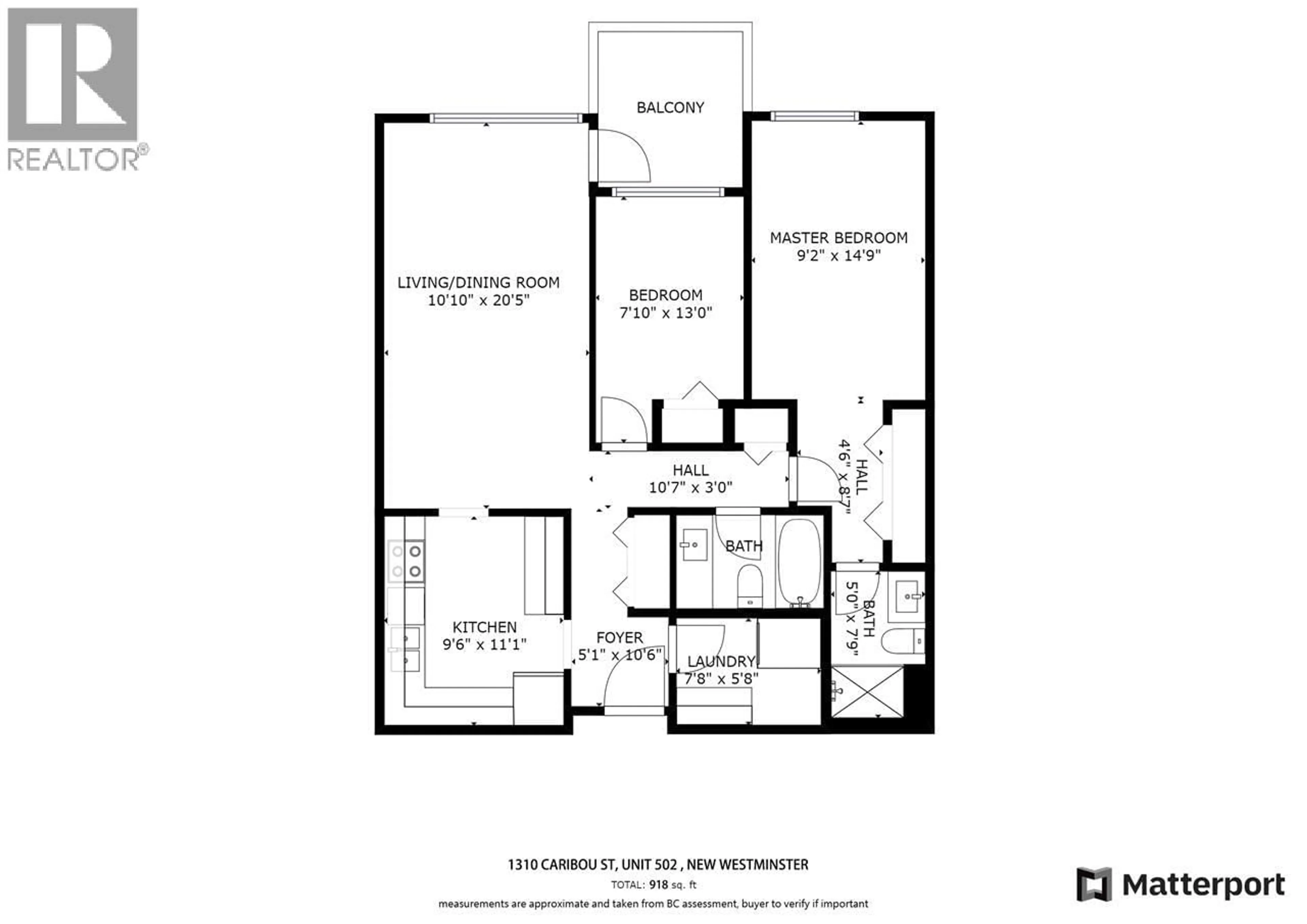 Floor plan for 502 - 1310 CARIBOO STREET, New Westminster British Columbia V3M1X2